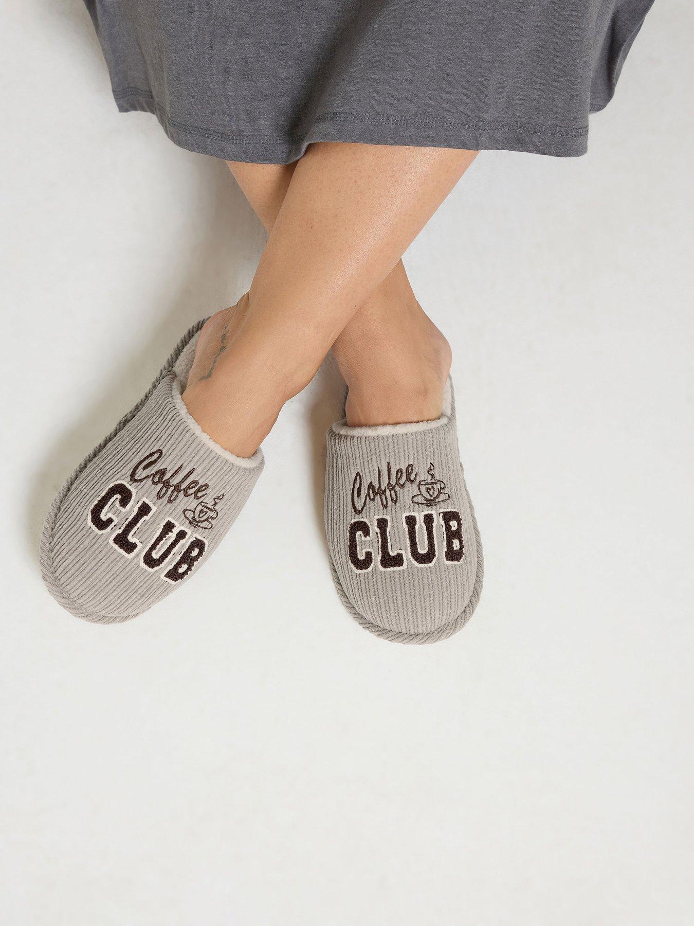 Image 4 of 4 of Yours Womens Coffee Club Plush Lined Slip-On Slippers - Cream