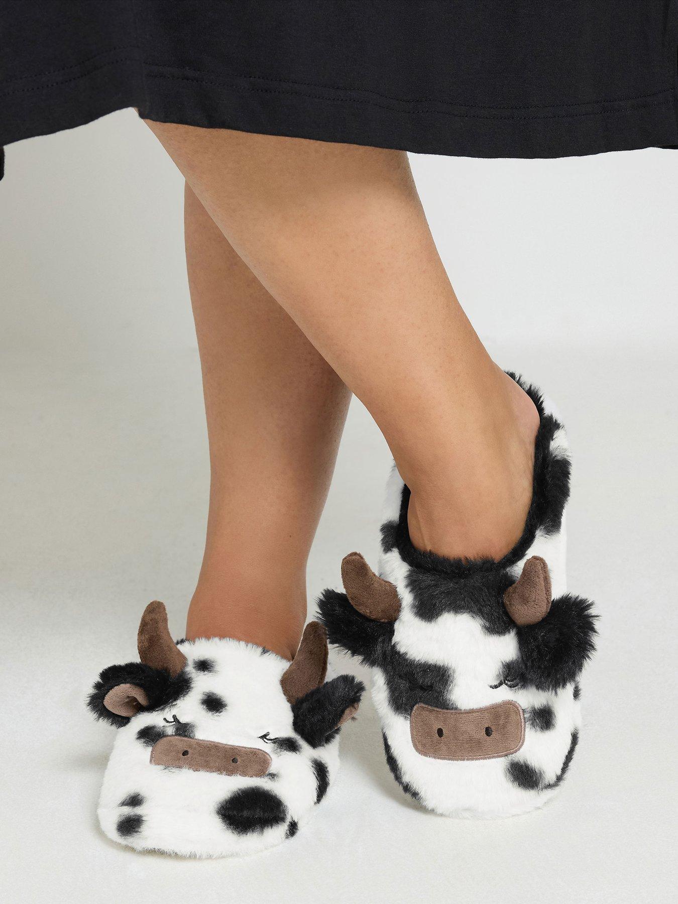 Image 4 of 4 of Yours Womens Highland Cow Mule Slipper - Black