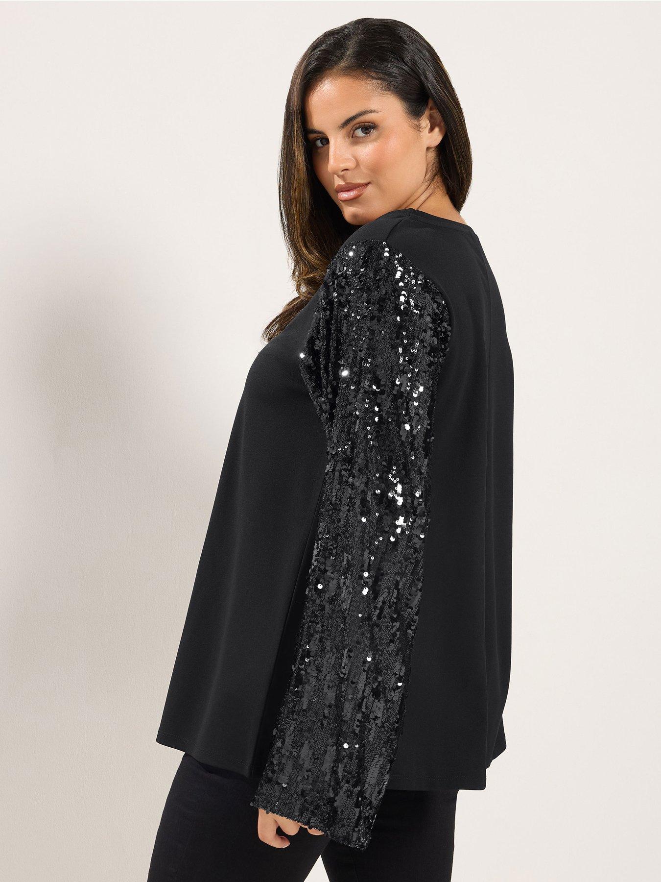 Image 2 of 4 of Yours Curve Party Sequin Sleeve Top