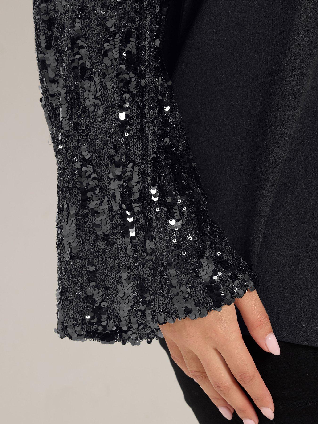 Image 4 of 4 of Yours Curve Party Sequin Sleeve Top
