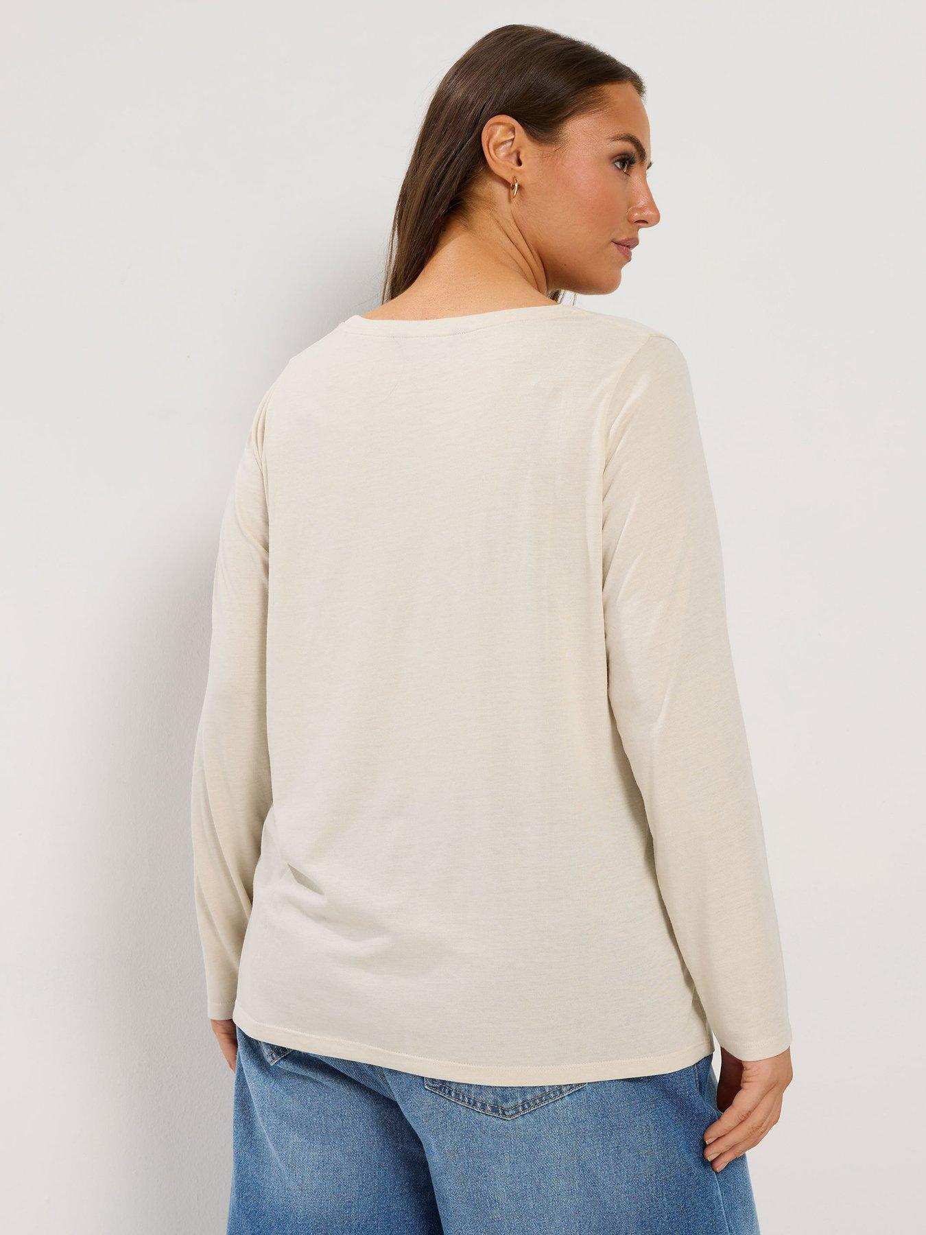 Image 2 of 4 of Yours Womens Plus Size 3 Pack Long Sleeve Crew Neck Tops - Multi