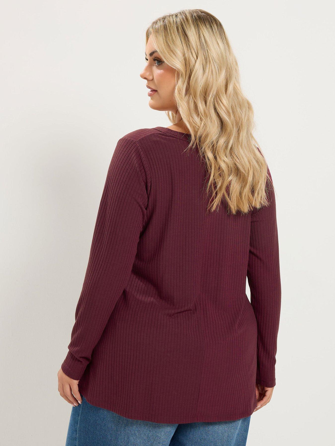 Image 2 of 4 of Yours Curve Henley Rib Swing Top