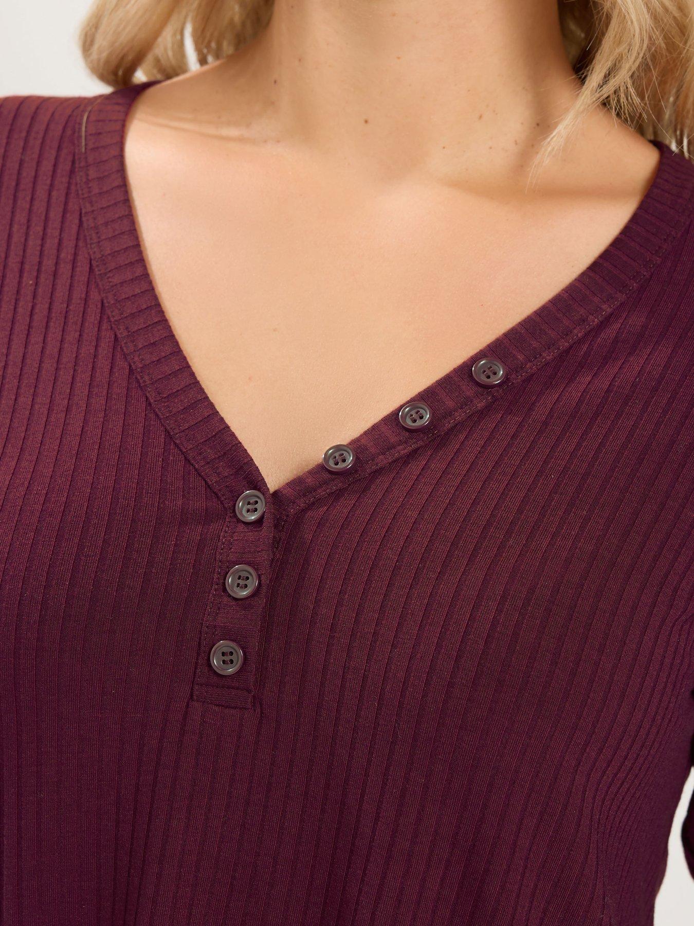 Image 4 of 4 of Yours Curve Henley Rib Swing Top