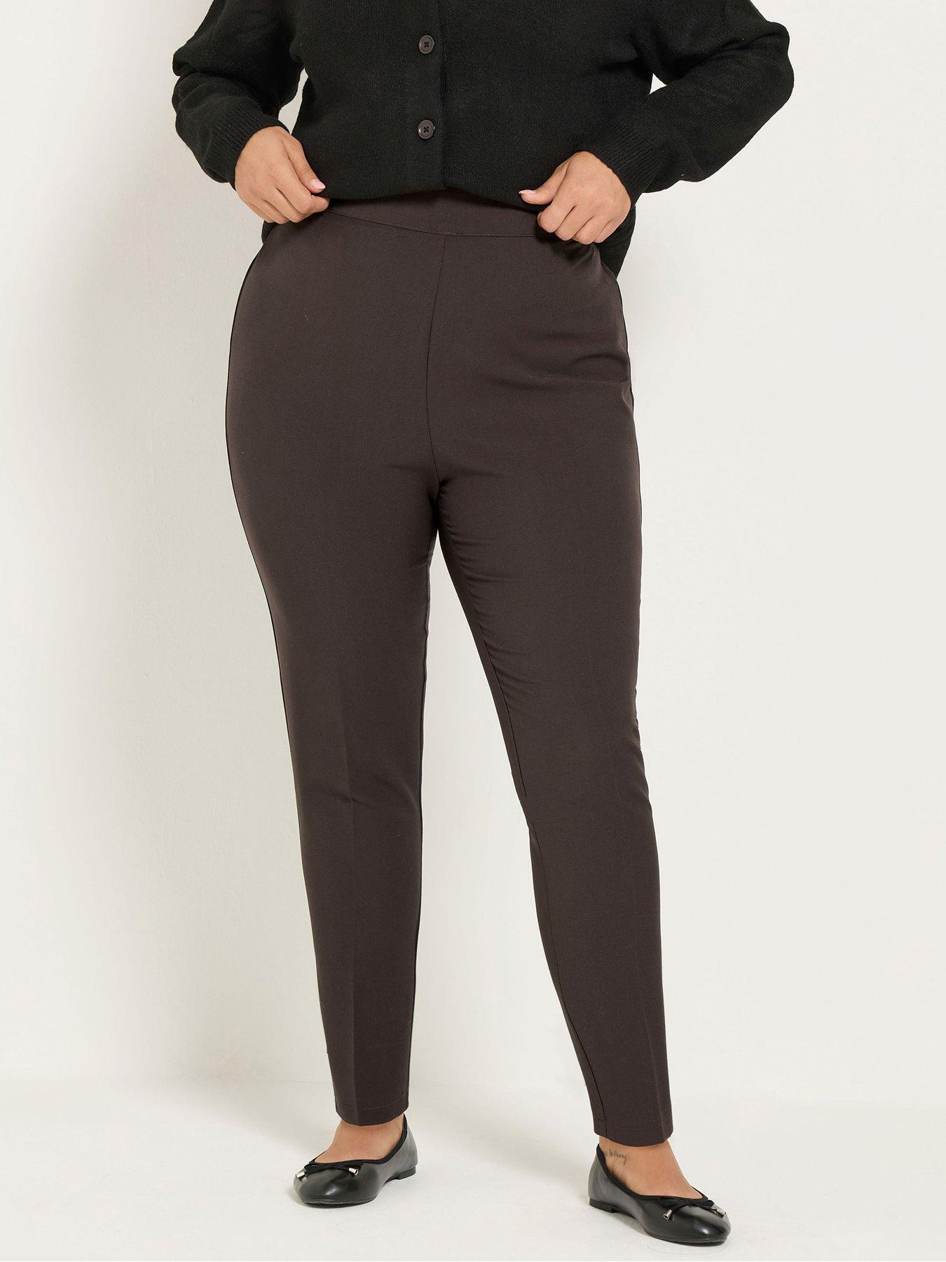 Image 1 of 4 of Yours Womens Pablo Tapered Pull-On 28" Trousers - Brown