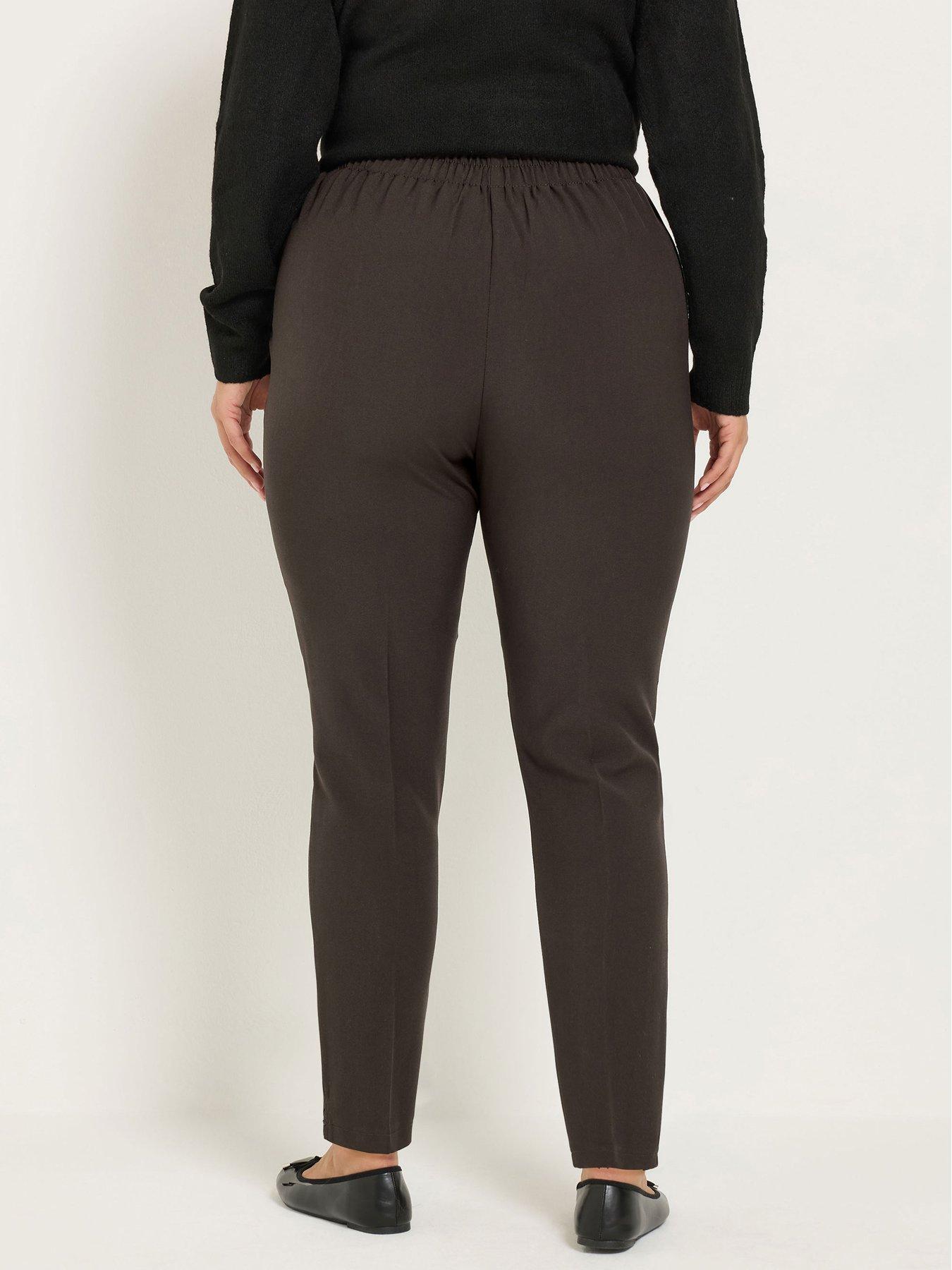 Image 2 of 4 of Yours Womens Pablo Tapered Pull-On 28" Trousers - Brown