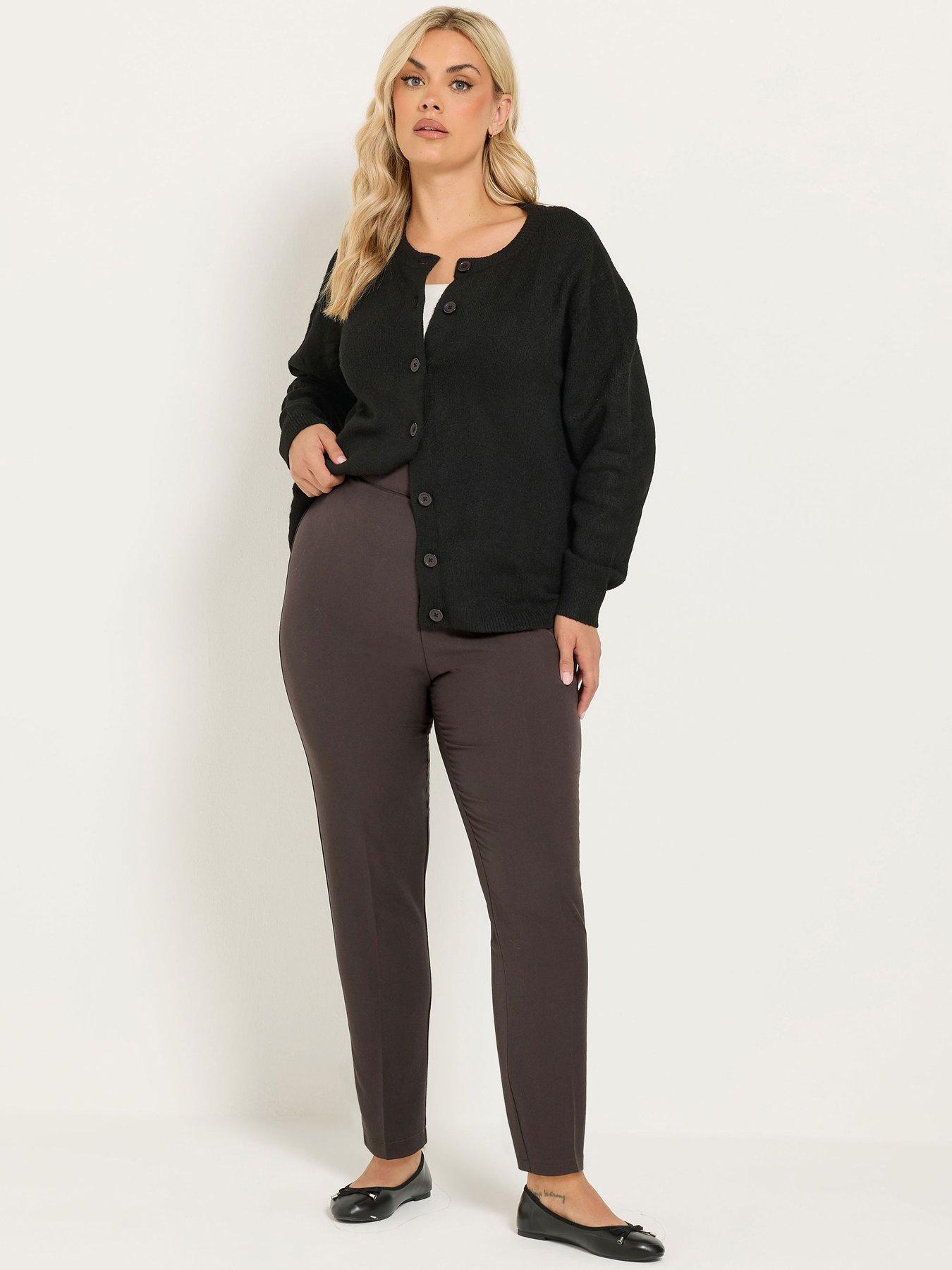 Image 3 of 4 of Yours Womens Pablo Tapered Pull-On 28" Trousers - Brown