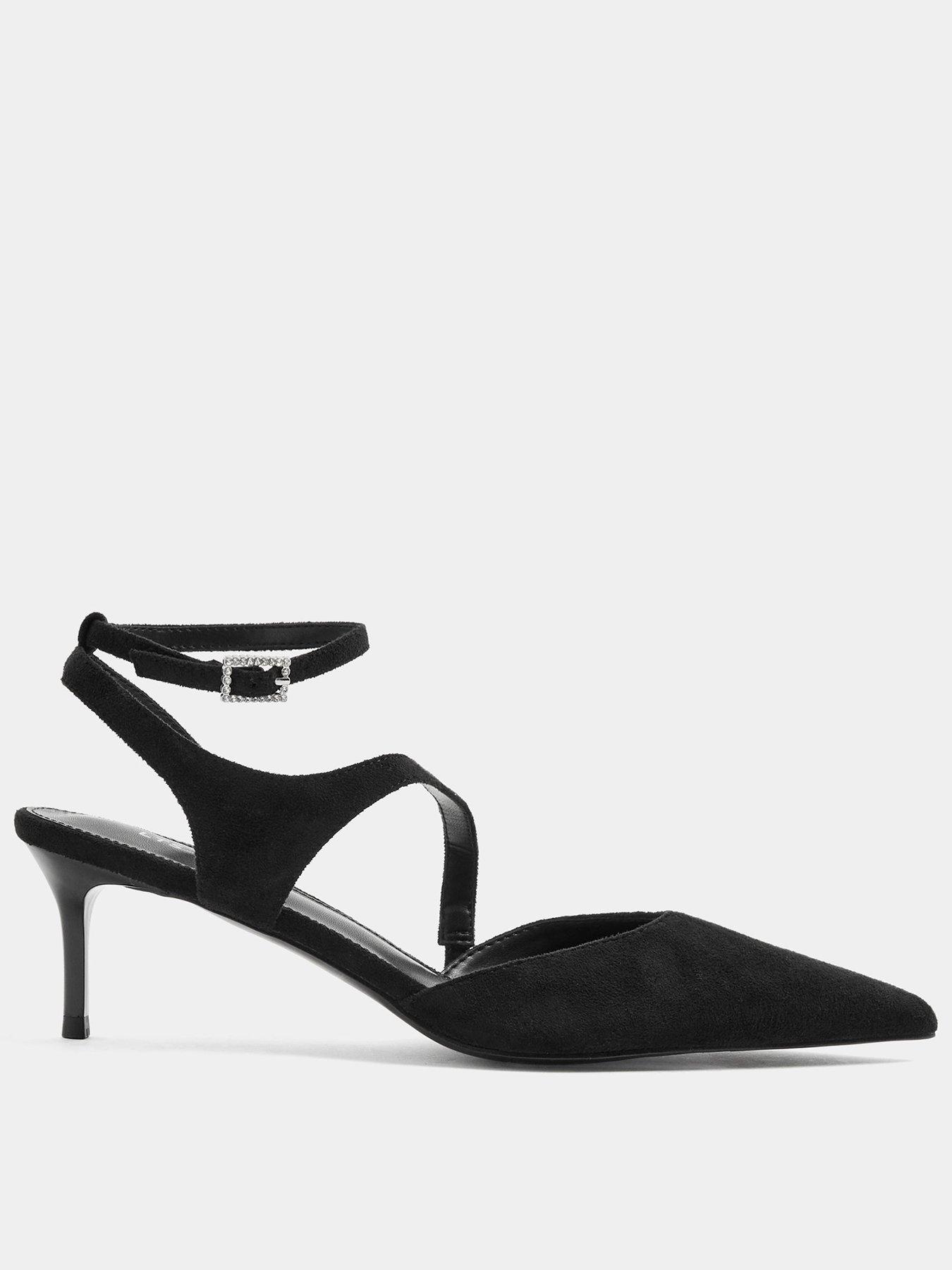 Image 1 of 4 of Long Tall Sally Asymmetric Glitz Buckle Court Heels - Black