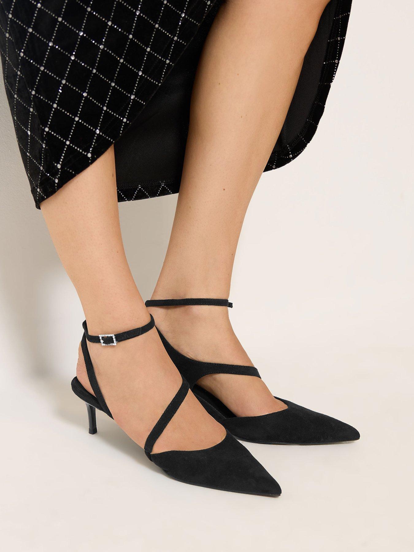 Image 4 of 4 of Long Tall Sally Asymmetric Glitz Buckle Court Heels - Black