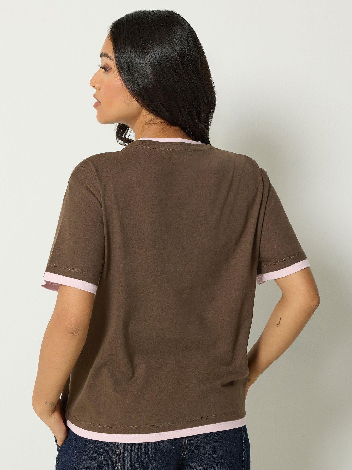 Image 2 of 4 of PixieGirl Petite Contrast Short Sleeve T-shirt