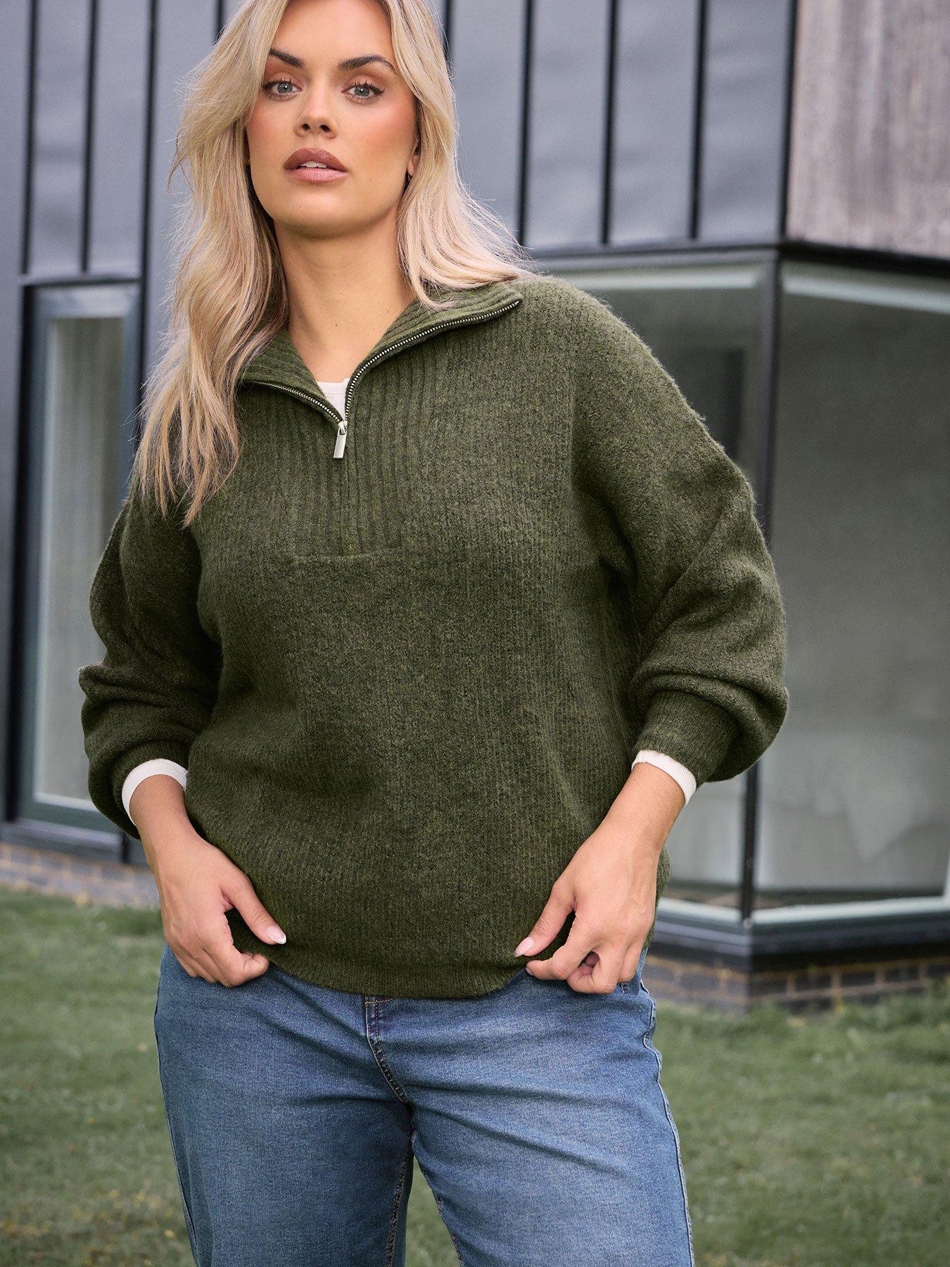 Image 1 of 4 of Yours Curve Zip Neck Jumper