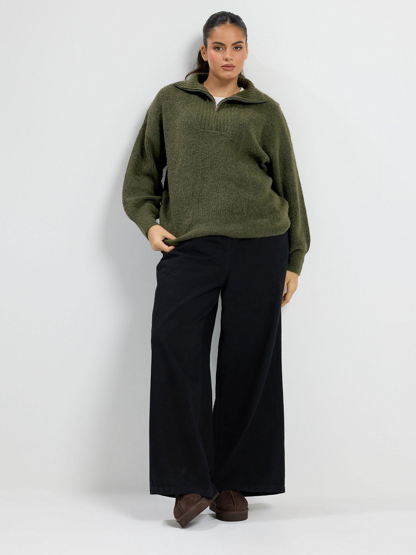 Image 3 of 4 of Yours Curve Zip Neck Jumper