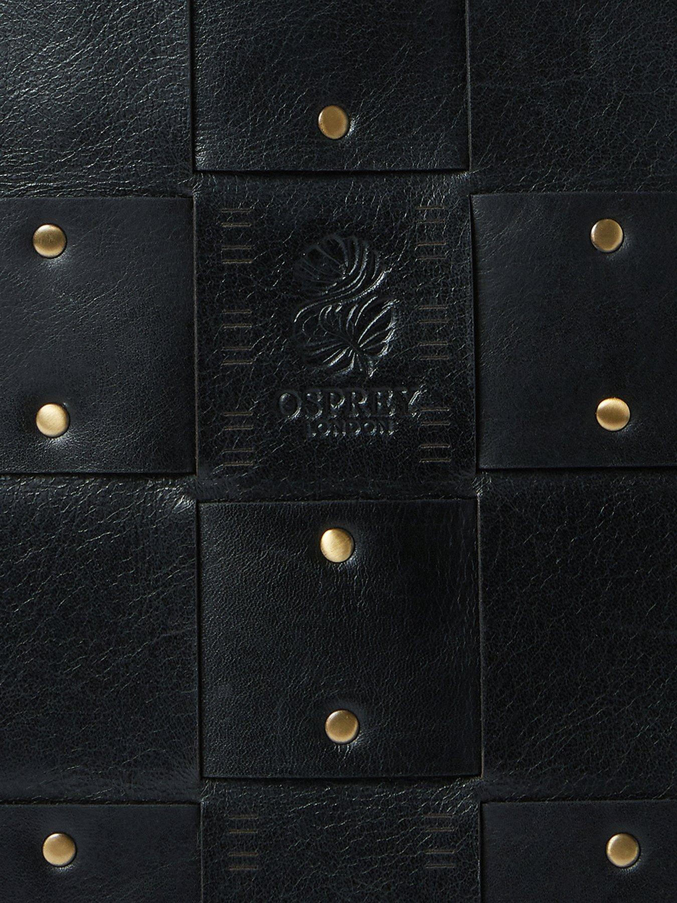 Image 3 of 4 of Osprey London Womens Audacia Woven Stud Leather Tote Bag - Black