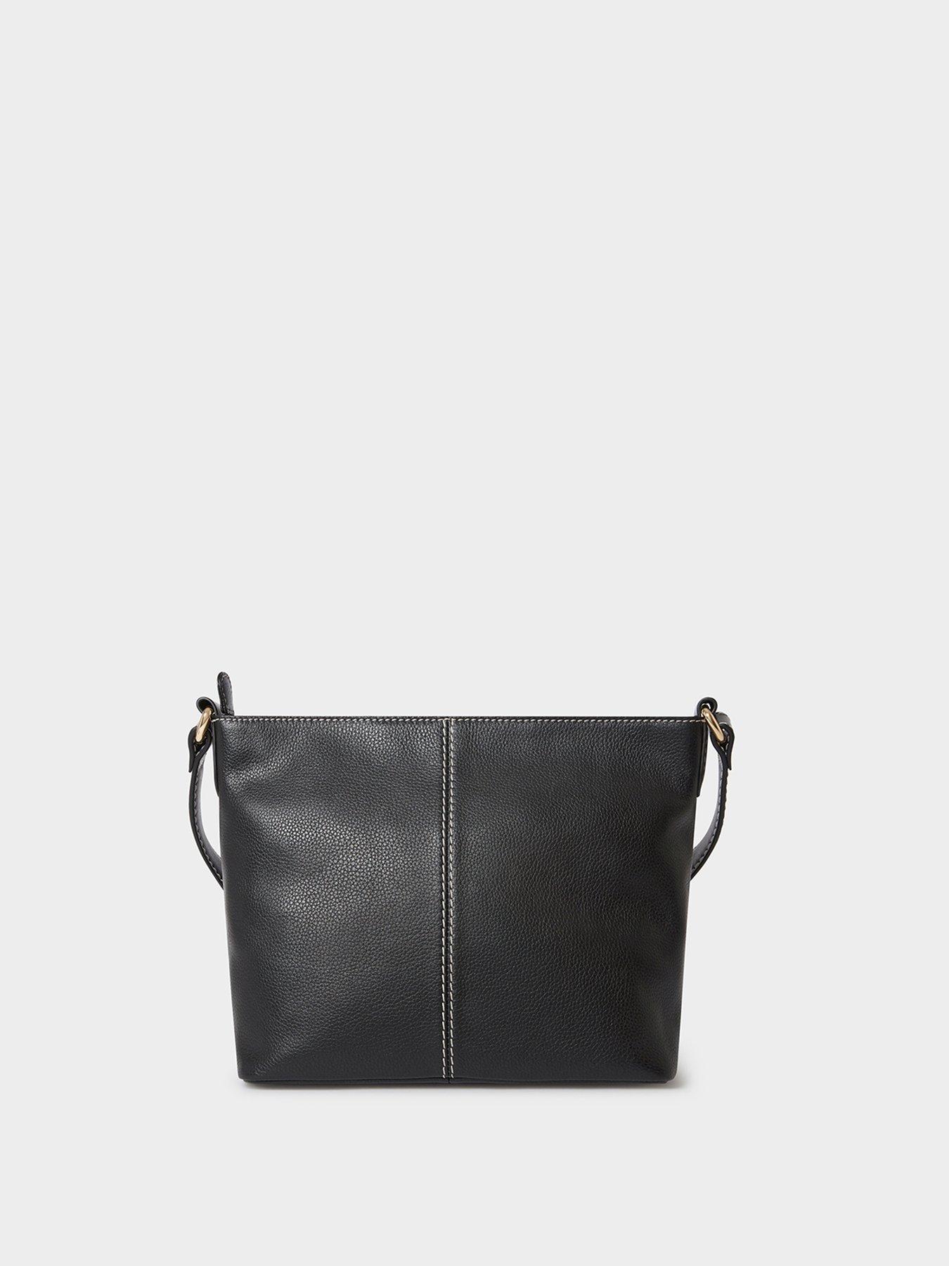 Image 3 of 5 of Osprey London Womens Savanna Leather Tassel Crossbody Bag - Black