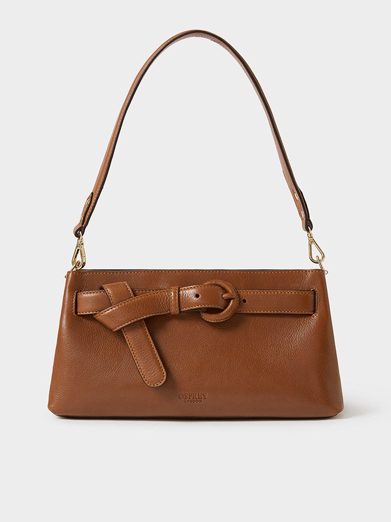 Image 1 of 6 of Osprey London Womens East-West Belt Detail Adjustable Shoulder Bag - Brown