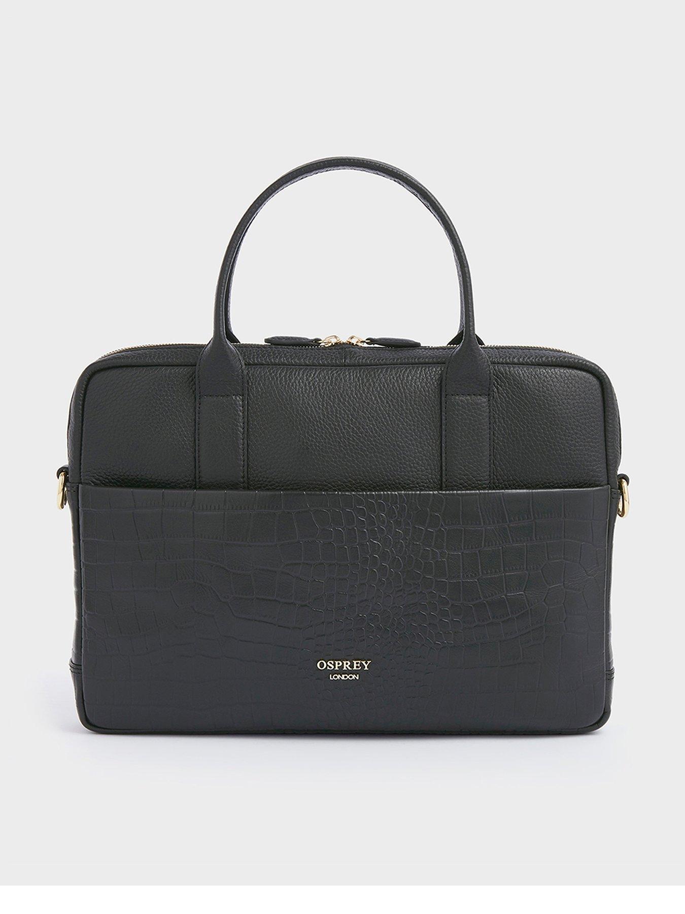 Image 1 of 4 of Osprey London Womens Croc Embossed Detachable Strap Laptop Bag - Black