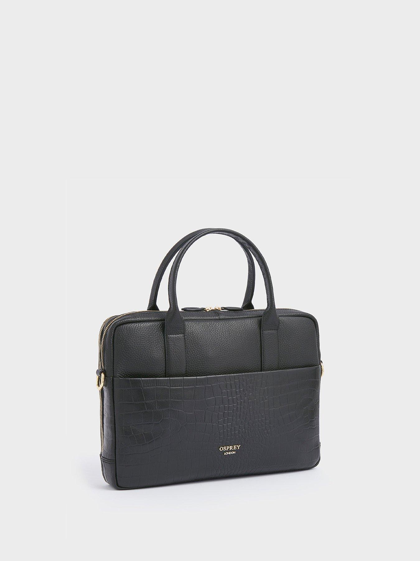 Image 2 of 4 of Osprey London Womens Croc Embossed Detachable Strap Laptop Bag - Black