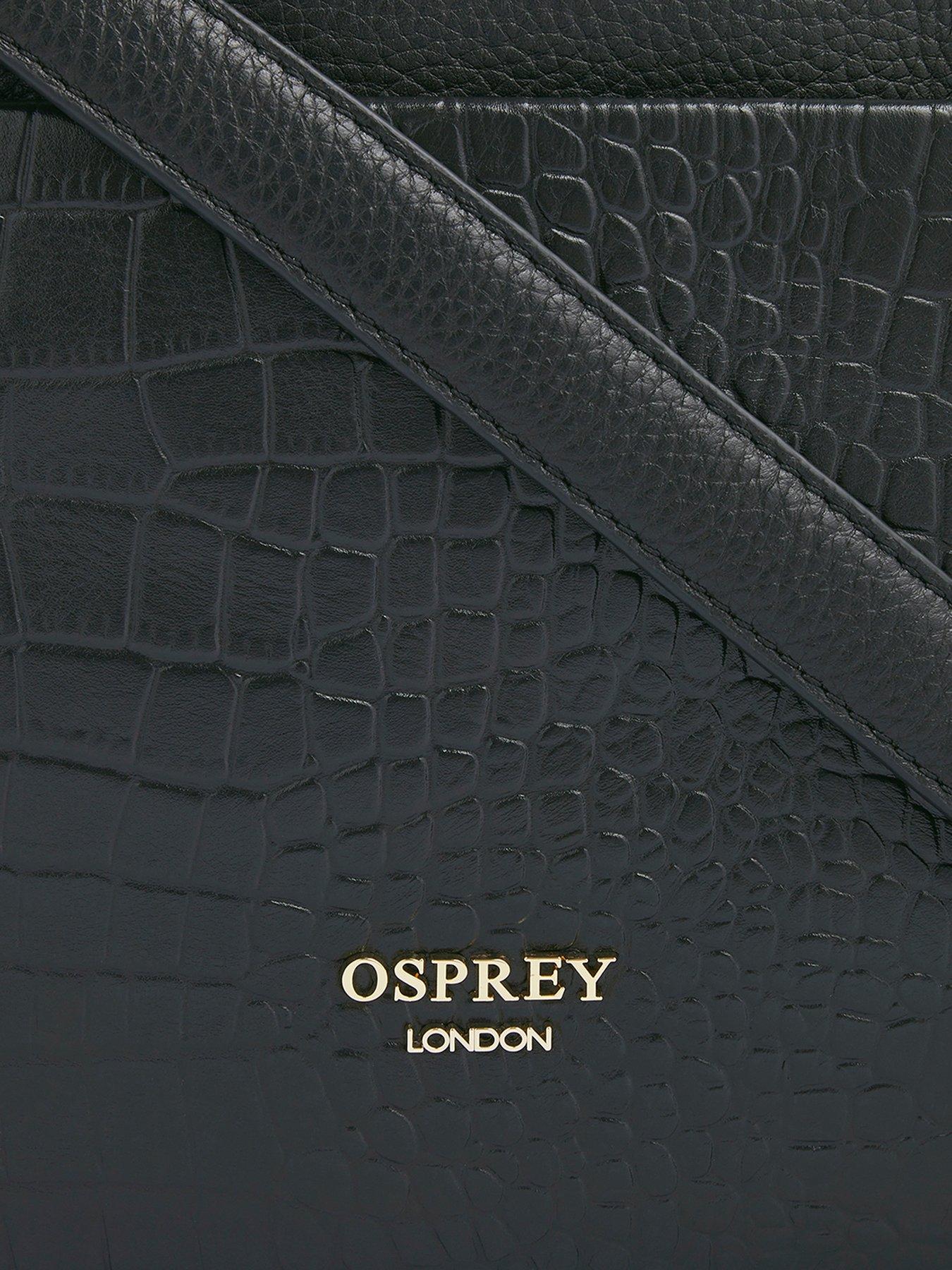 Image 3 of 4 of Osprey London Womens Croc Embossed Detachable Strap Laptop Bag - Black