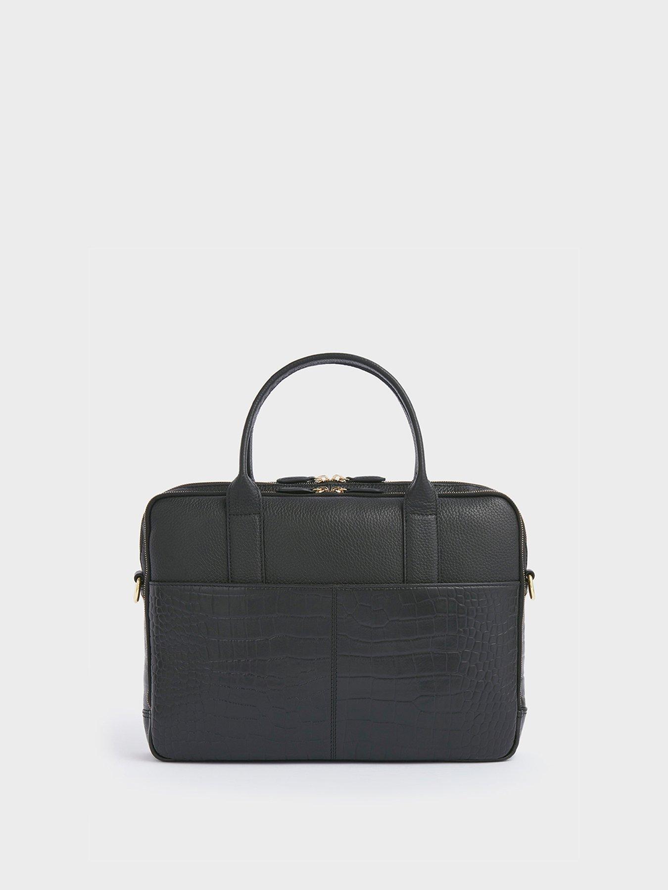 Image 4 of 4 of Osprey London Womens Croc Embossed Detachable Strap Laptop Bag - Black