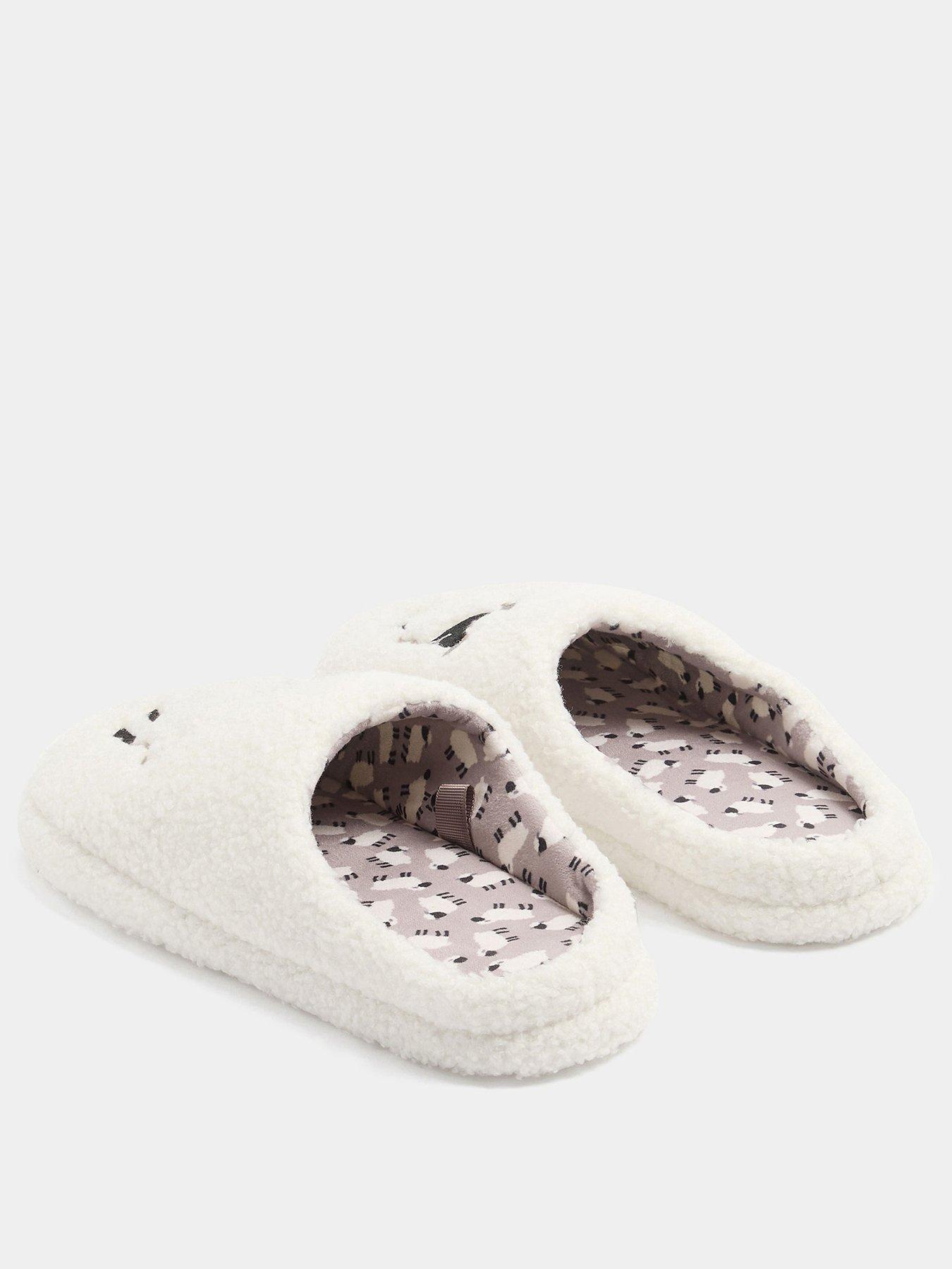 Image 2 of 4 of Yours Womens Borg Cushioned Slip-On Slippers - White