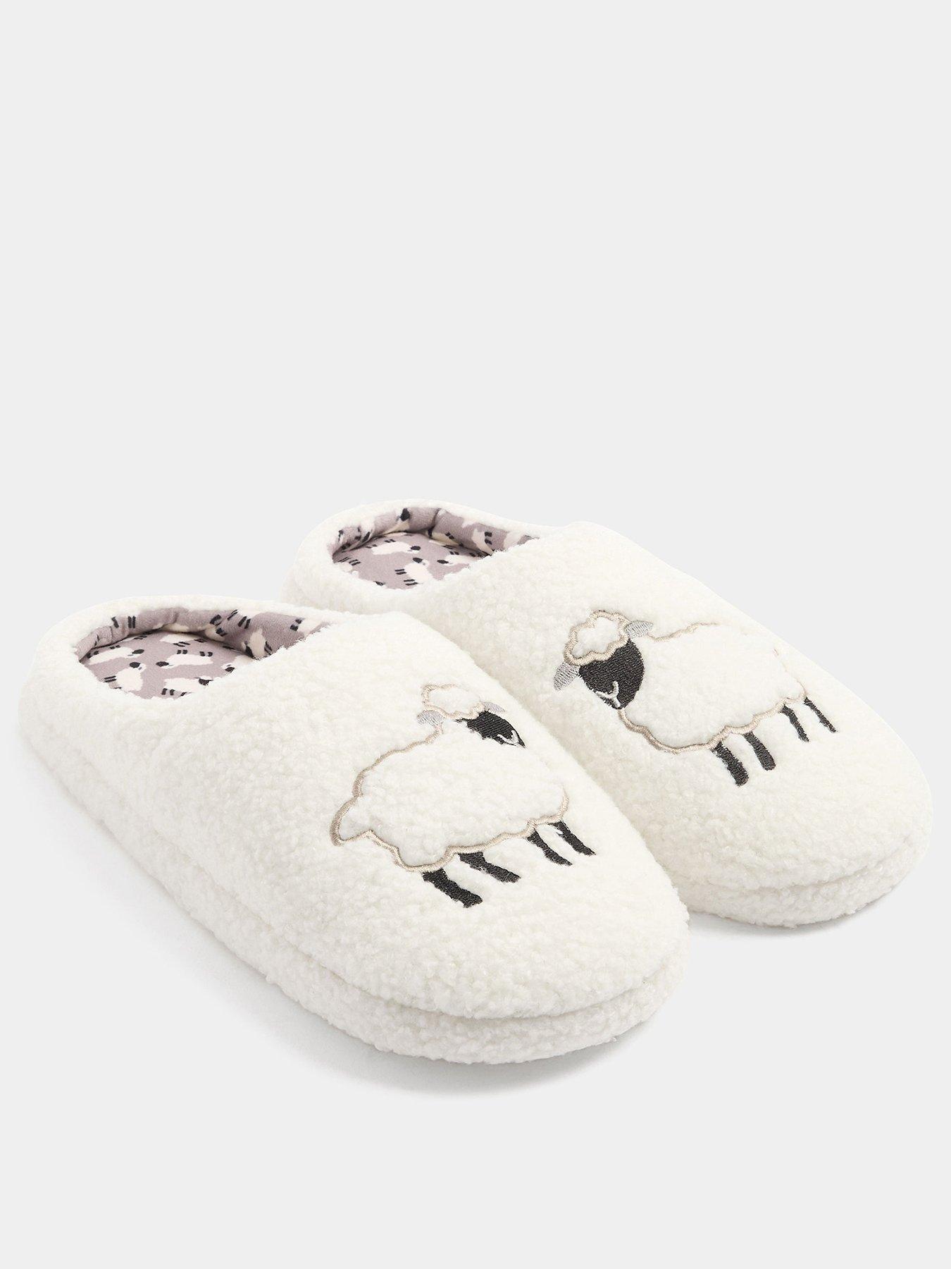 Image 3 of 4 of Yours Womens Borg Cushioned Slip-On Slippers - White