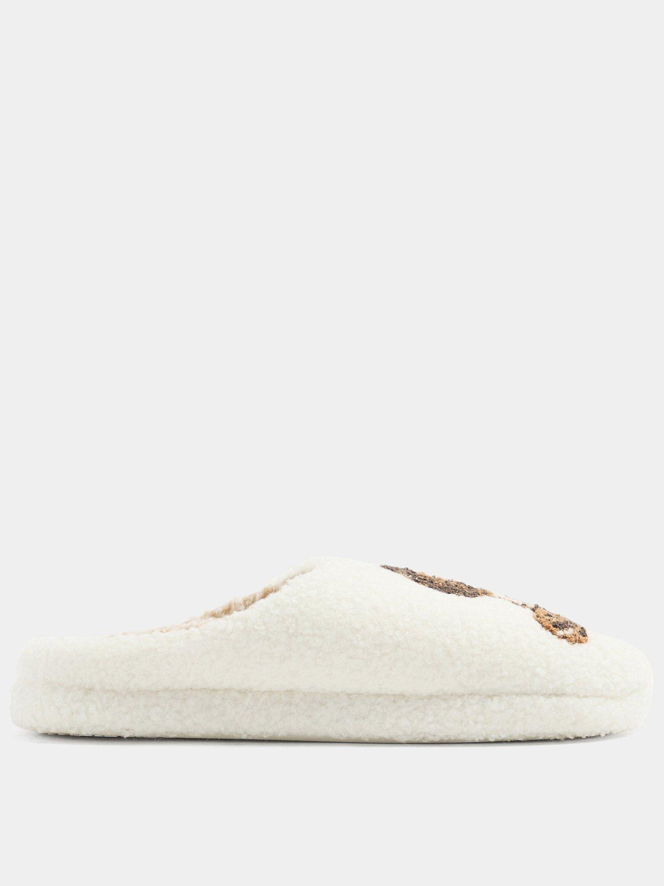 Image 1 of 4 of Yours Womens Cockapoo Motif Faux Shearling-Look Mule Slippers - White