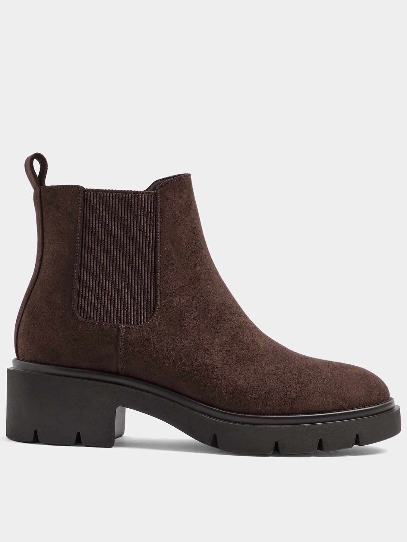 Image 1 of 4 of Yours Womens Cleated Sole Elastic Gusset Chelsea Boots - Brown