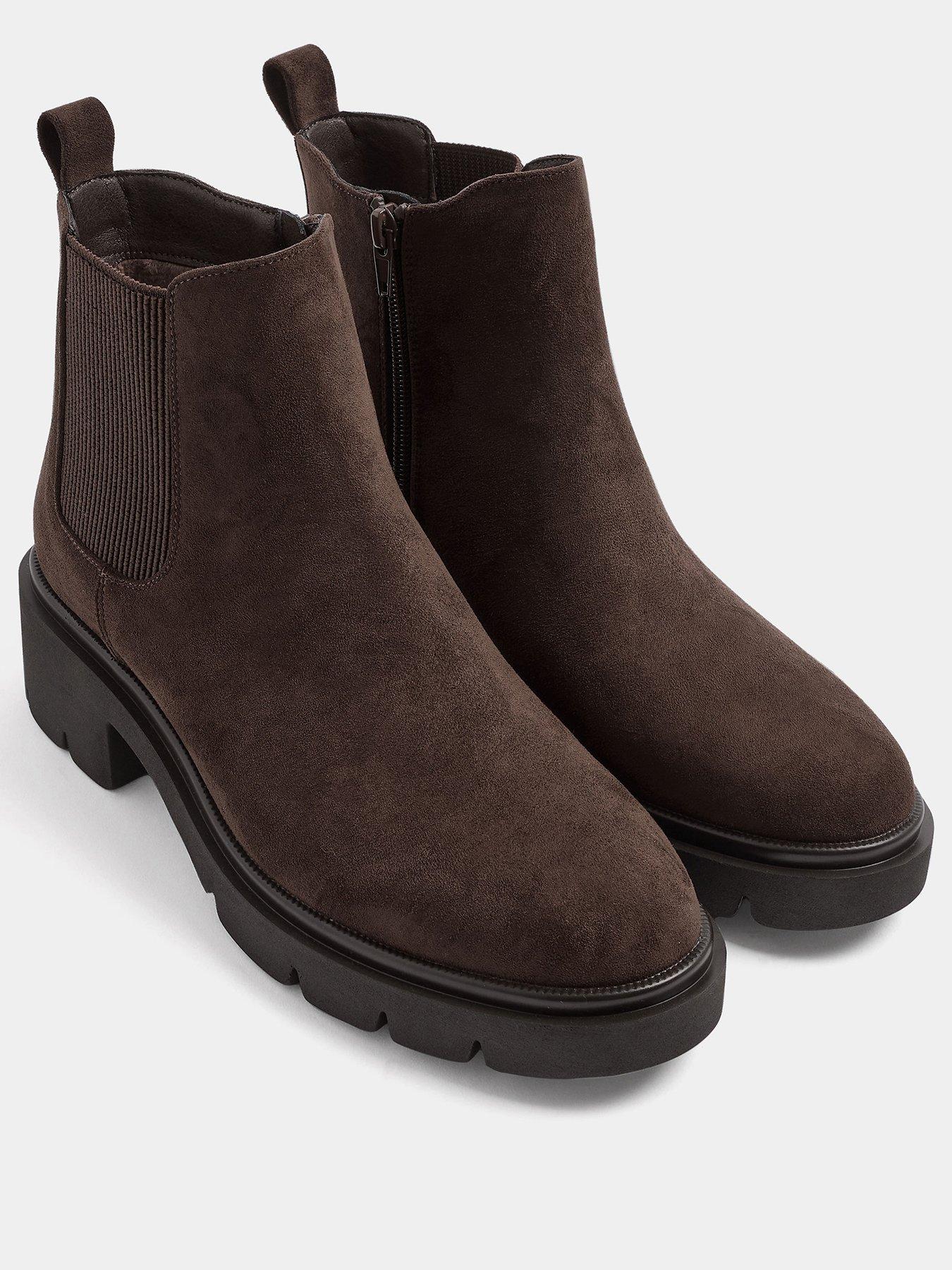 Image 2 of 4 of Yours Womens Cleated Sole Elastic Gusset Chelsea Boots - Brown