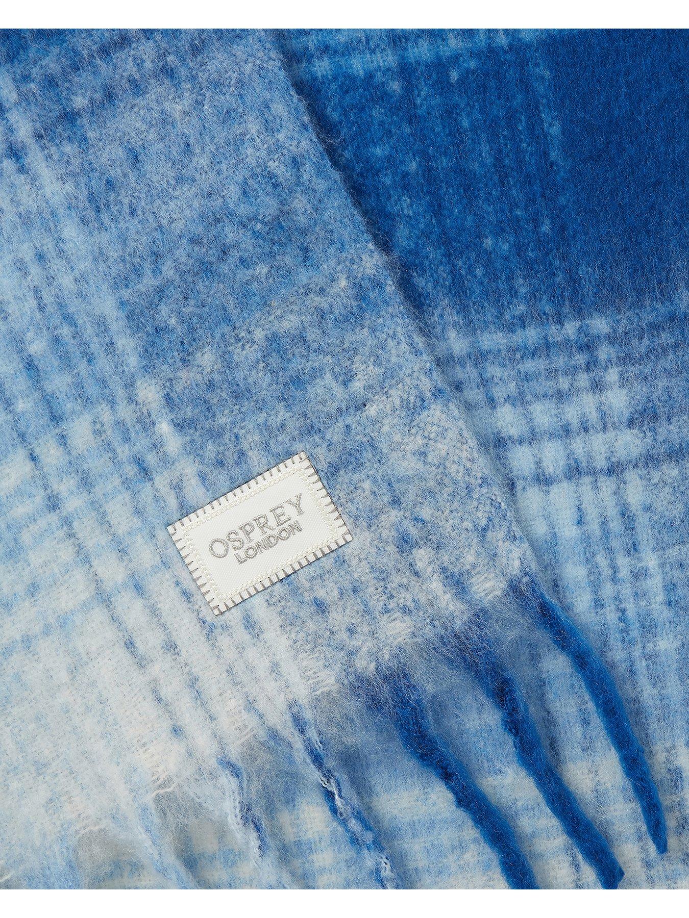 Image 4 of 5 of Osprey London The Adele Check Scarf - Blue