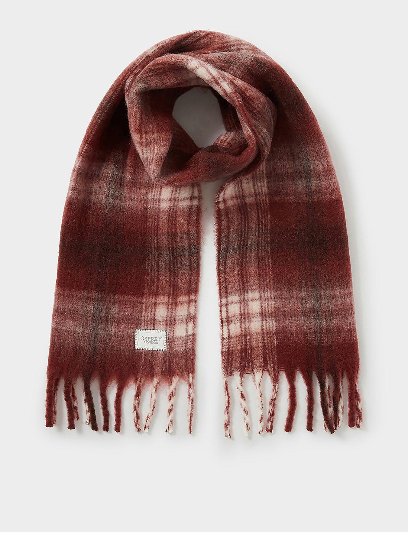 Image 1 of 5 of Osprey London Womens Adele Check Scarf - Burgundy