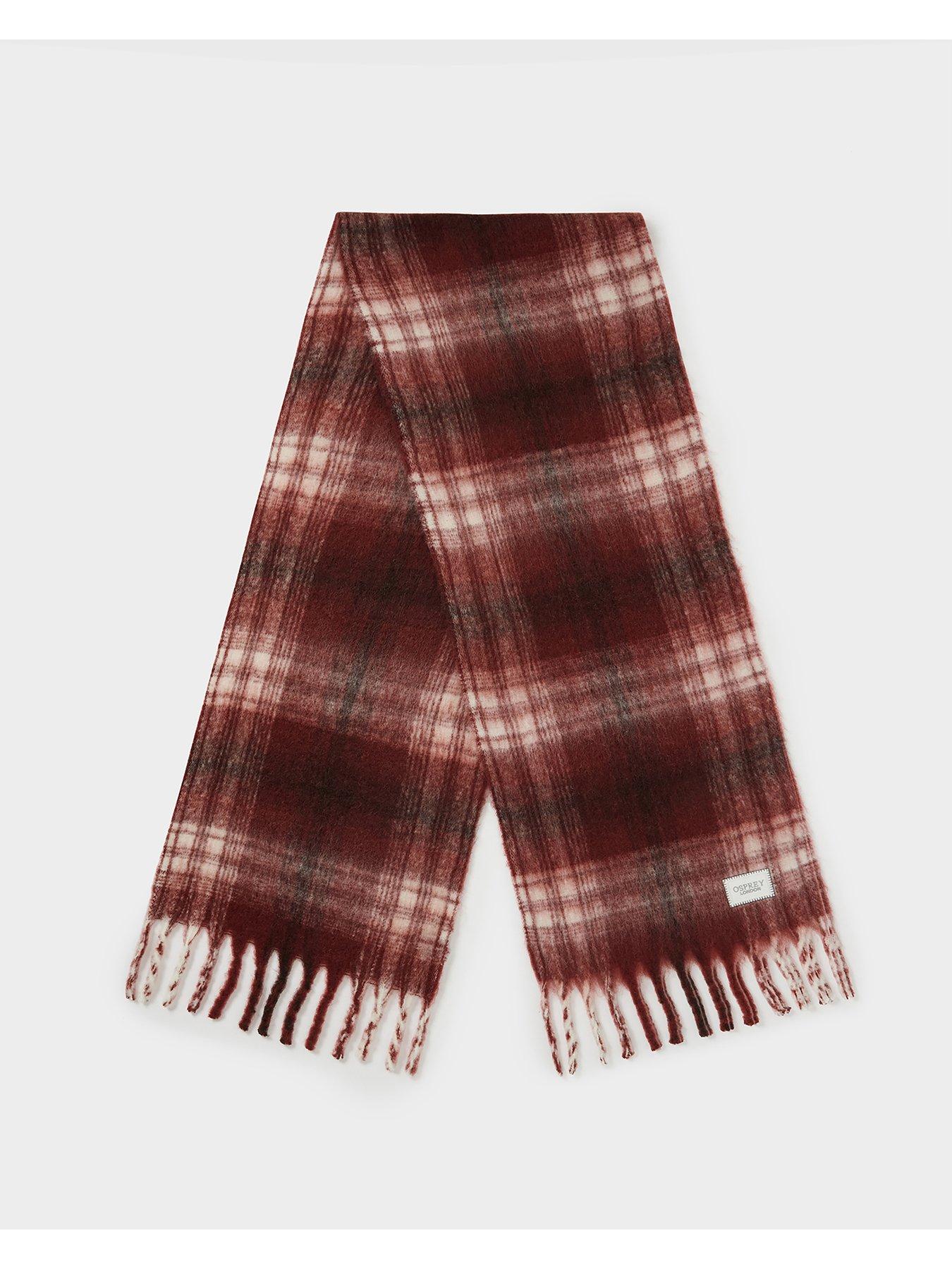 Image 2 of 5 of Osprey London Womens Adele Check Scarf - Burgundy
