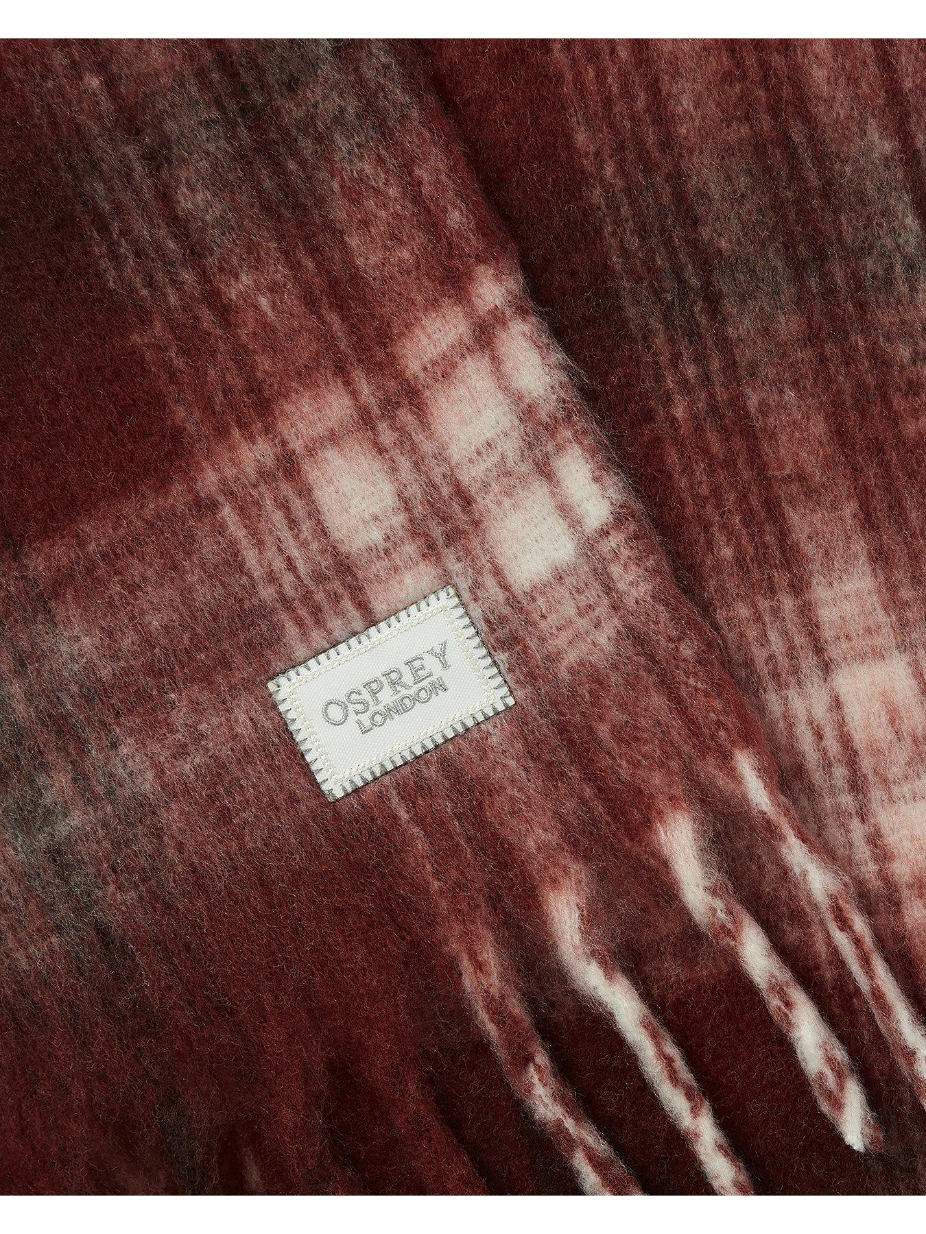 Image 4 of 5 of Osprey London Womens Adele Check Scarf - Burgundy