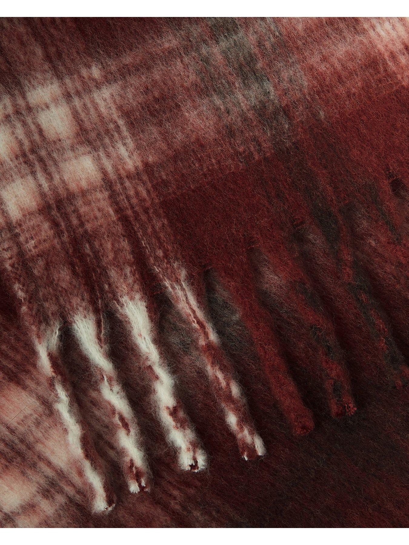 Image 5 of 5 of Osprey London Womens Adele Check Scarf - Burgundy