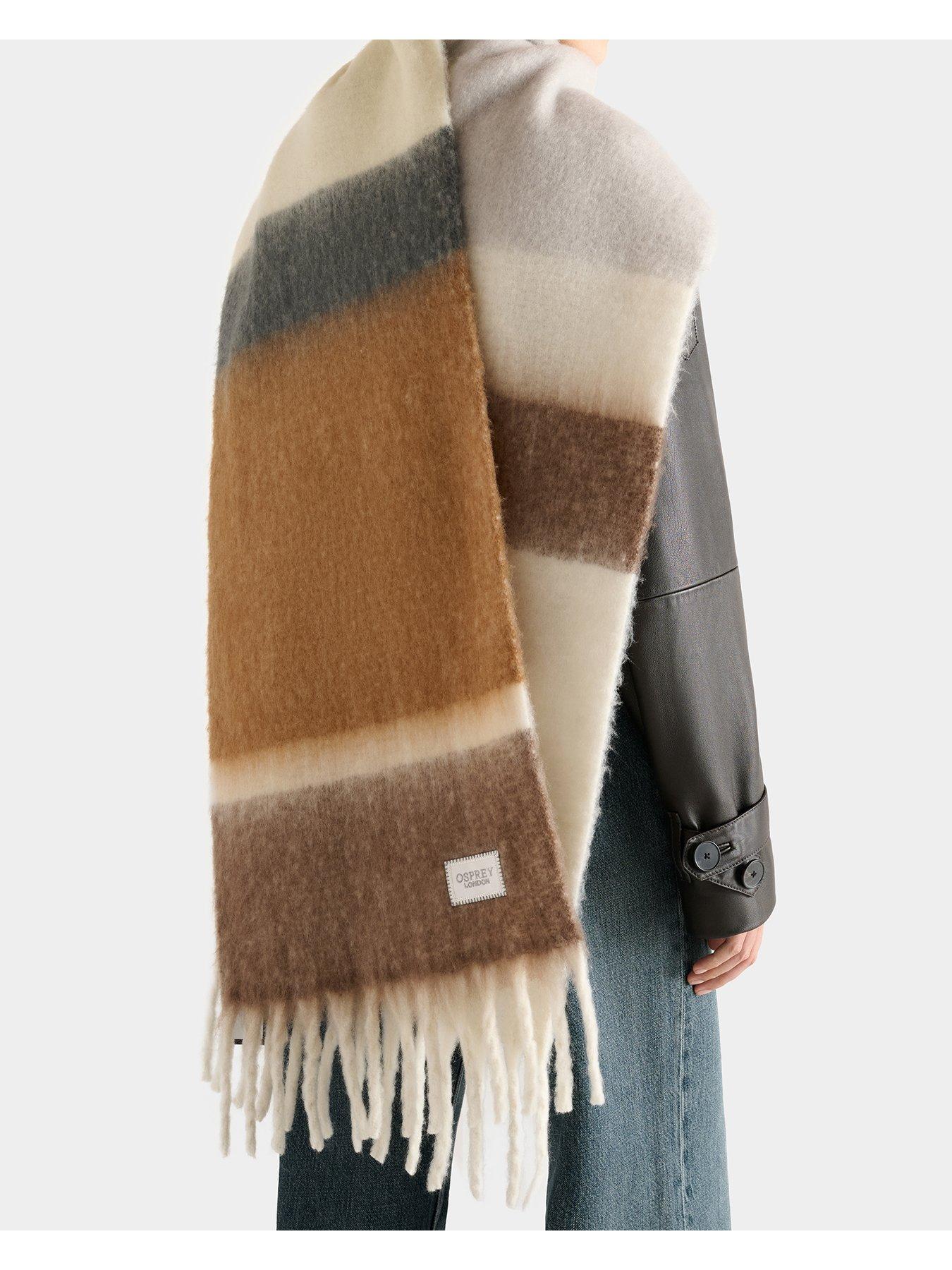 Image 2 of 6 of Osprey London The Adele Stripe Scarf - Brown Multi
