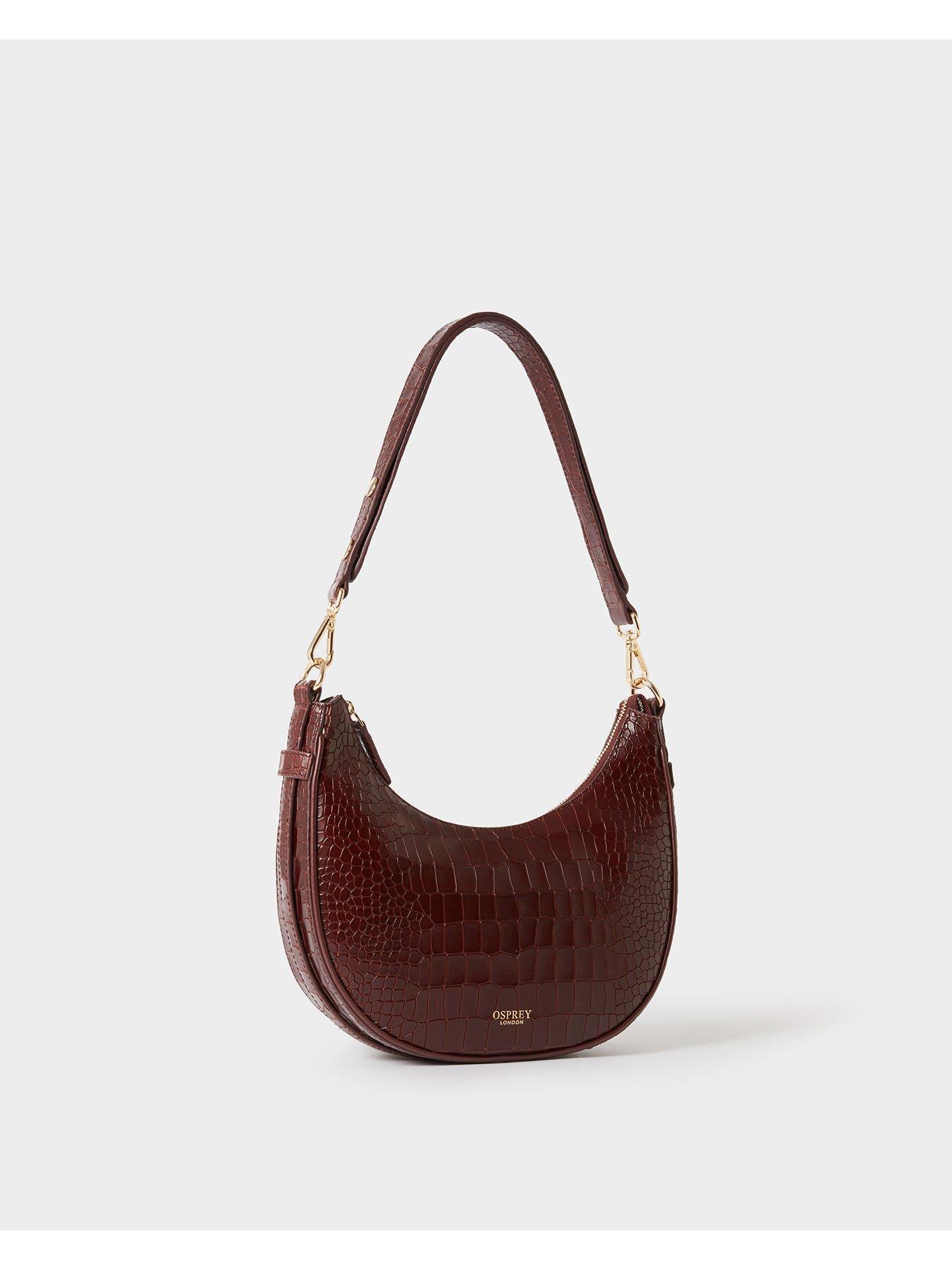 Image 2 of 5 of Osprey London Womens Croc-Effect Zip Hobo Mini Bag - Merlot
