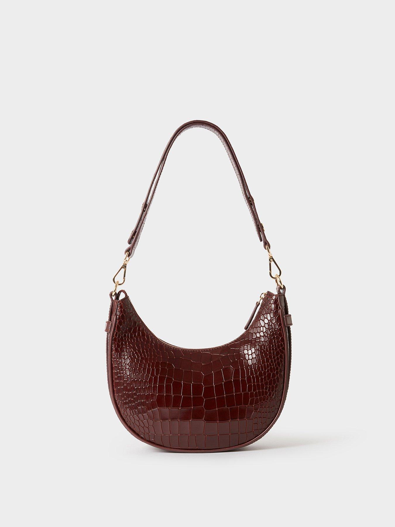 Image 3 of 5 of Osprey London Womens Croc-Effect Zip Hobo Mini Bag - Merlot