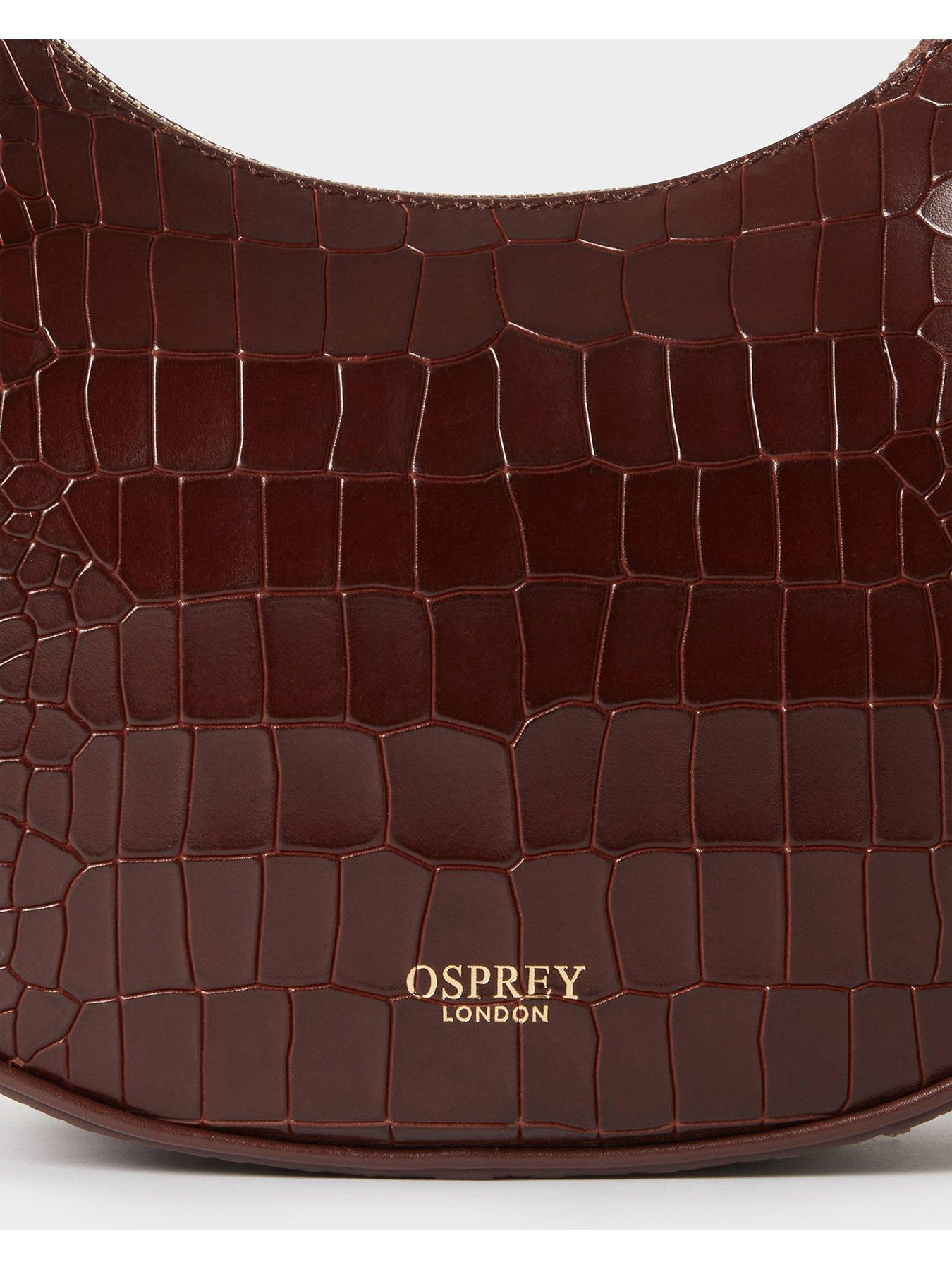 Image 4 of 5 of Osprey London Womens Croc-Effect Zip Hobo Mini Bag - Merlot