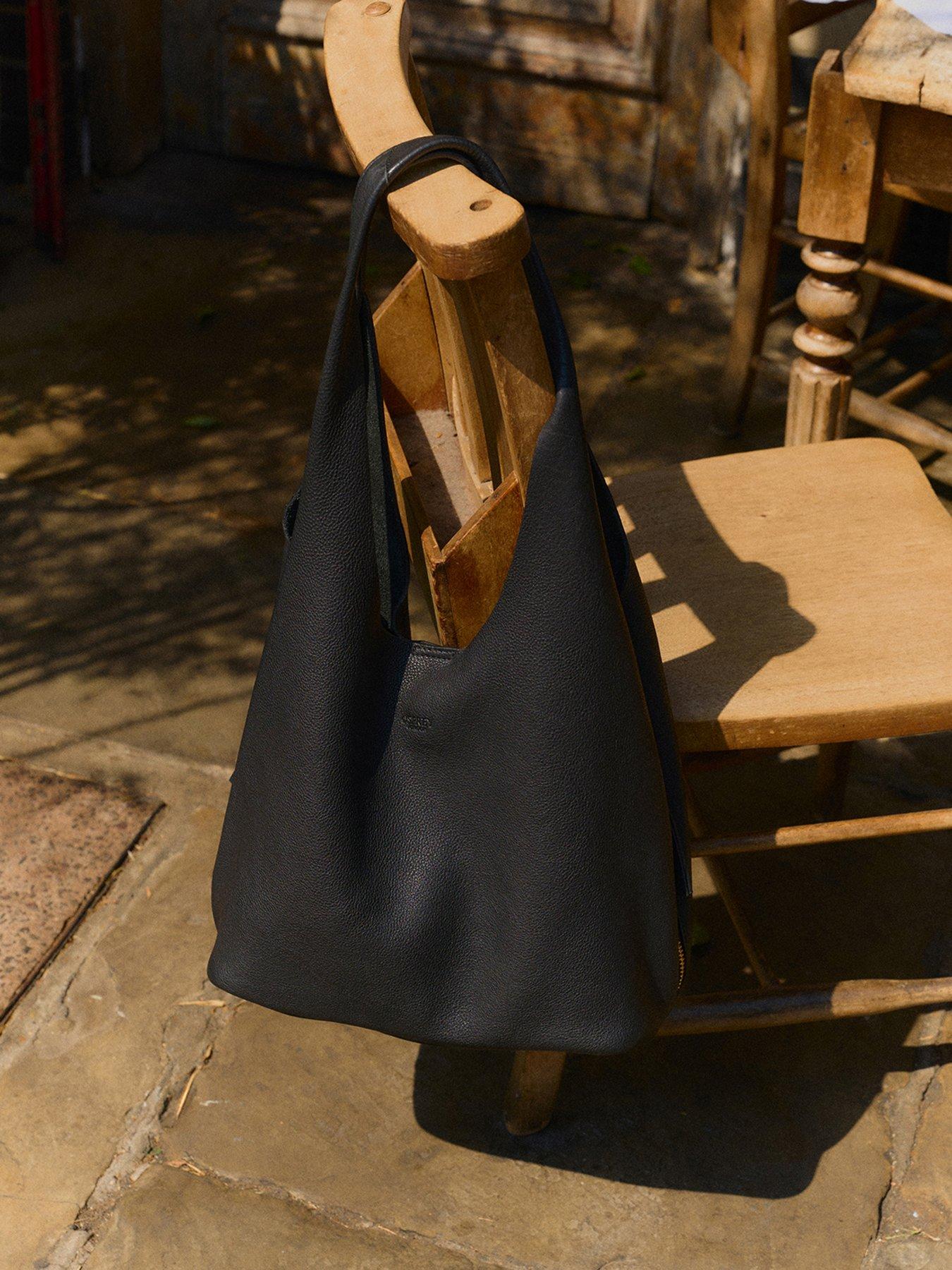 Image 2 of 7 of Osprey London Womens Slouch Wide Strap Hobo Bag - Black