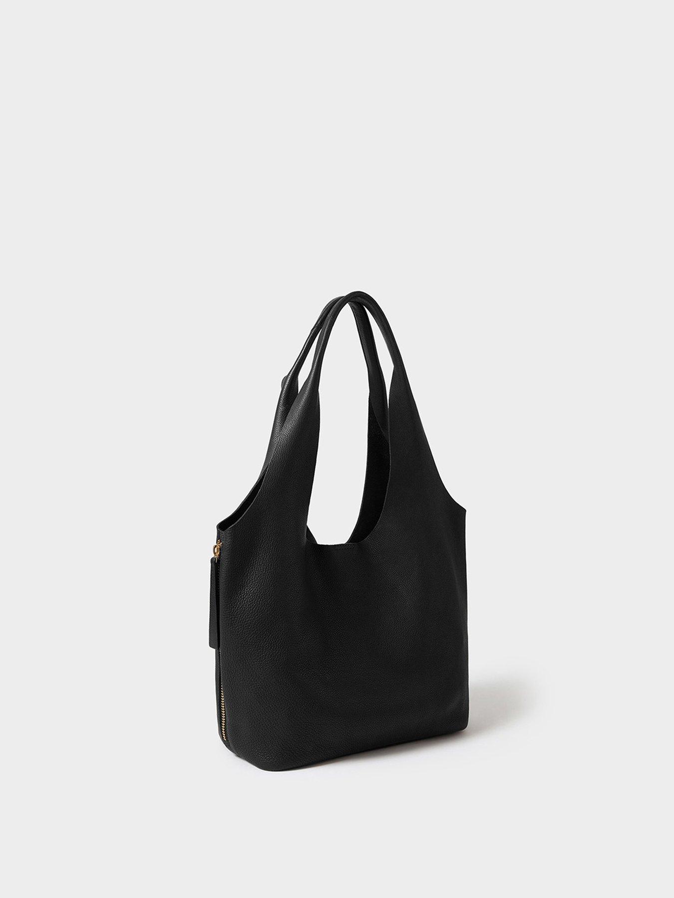 Image 3 of 7 of Osprey London Womens Slouch Wide Strap Hobo Bag - Black
