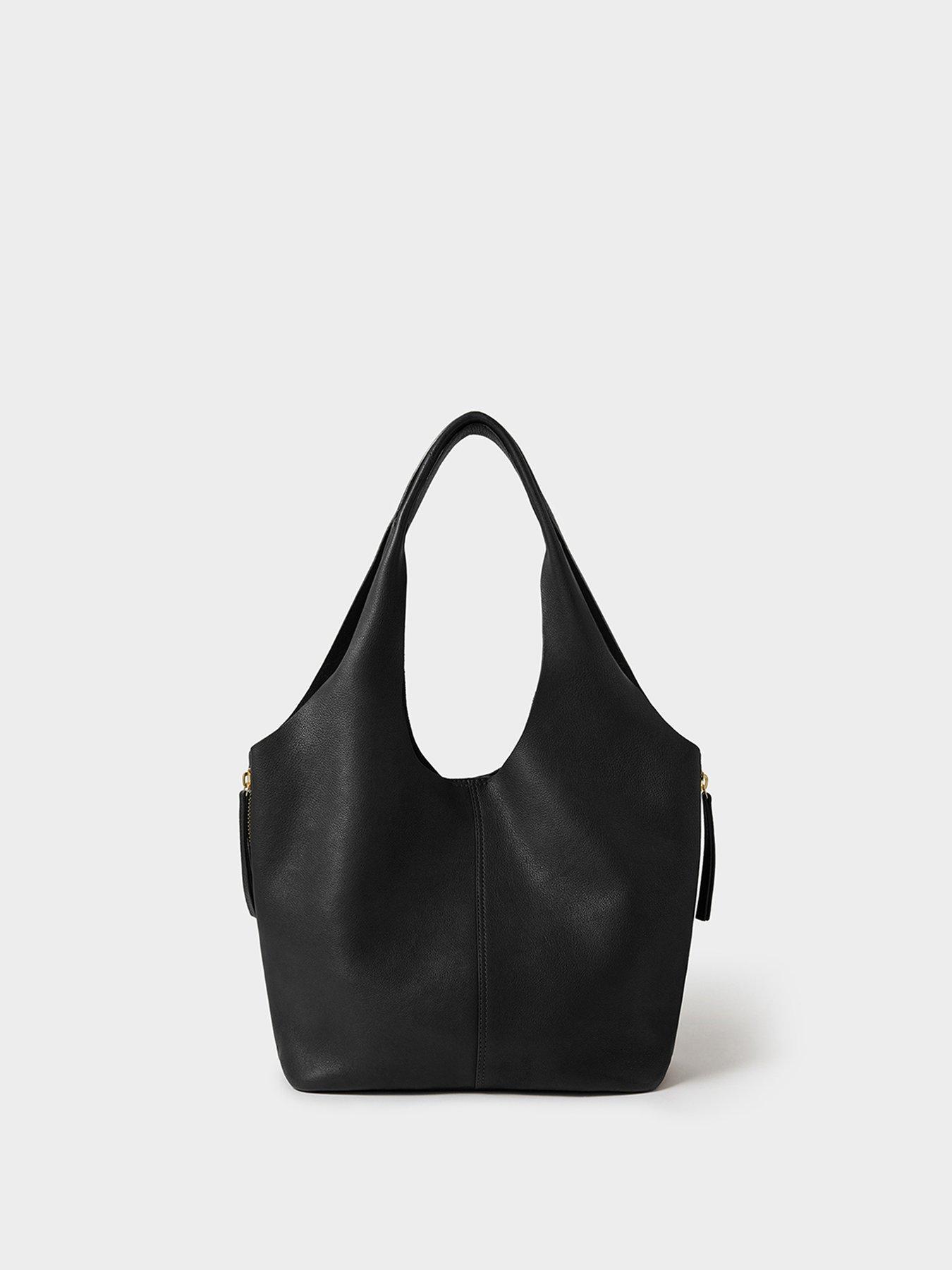 Image 4 of 7 of Osprey London Womens Slouch Wide Strap Hobo Bag - Black
