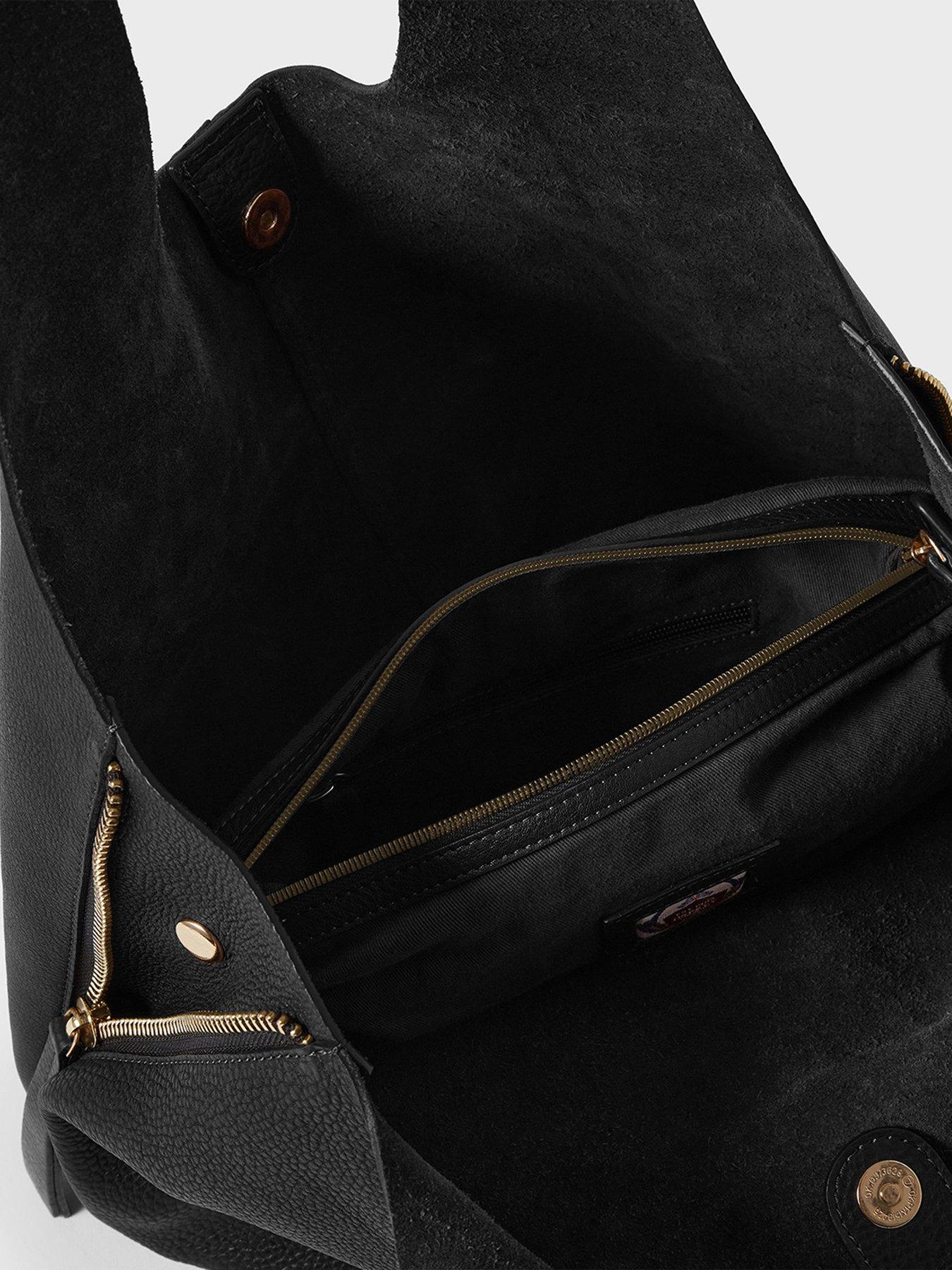 Image 7 of 7 of Osprey London Womens Slouch Wide Strap Hobo Bag - Black