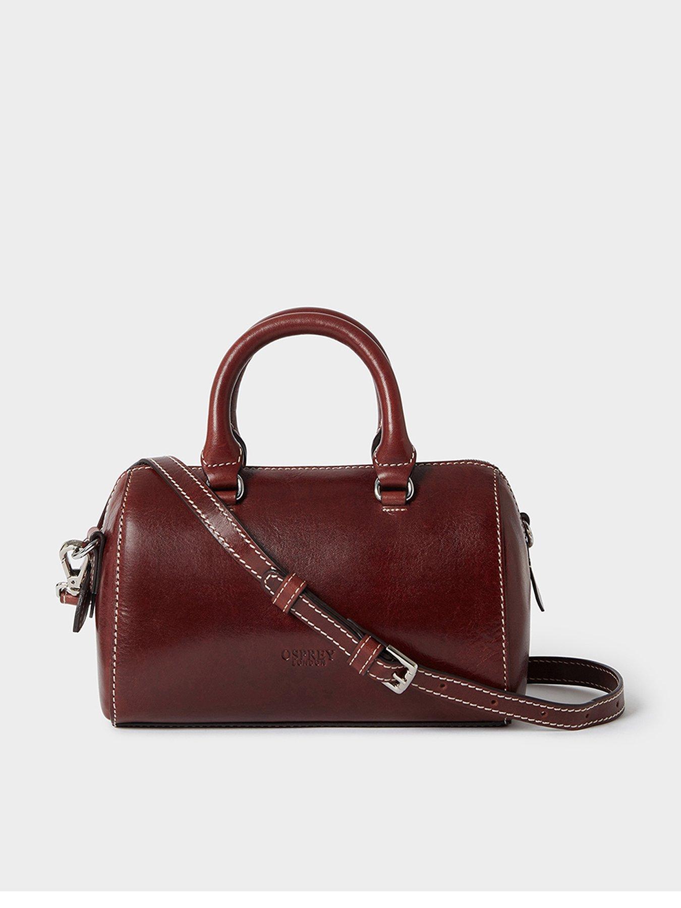 Image 1 of 6 of Osprey London Womens Madison Mini Leather Barrel Bag - Chestnut