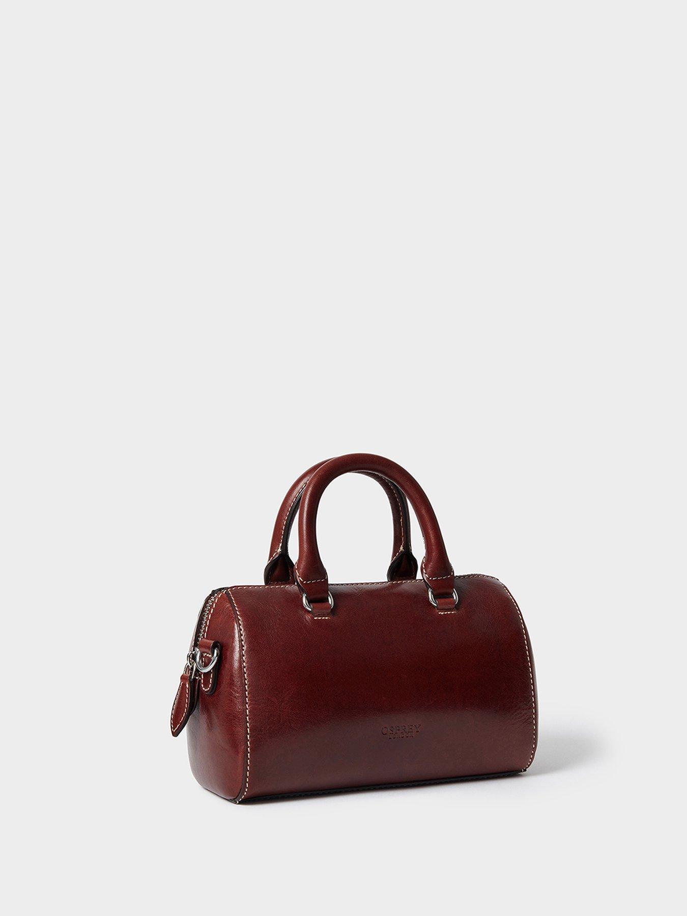 Image 2 of 6 of Osprey London Womens Madison Mini Leather Barrel Bag - Chestnut