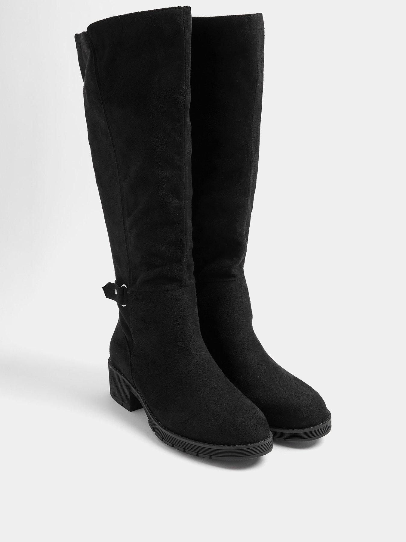 Image 2 of 4 of Yours Womens Extra Wide Fit Stretch Back Buckle Boots - Black