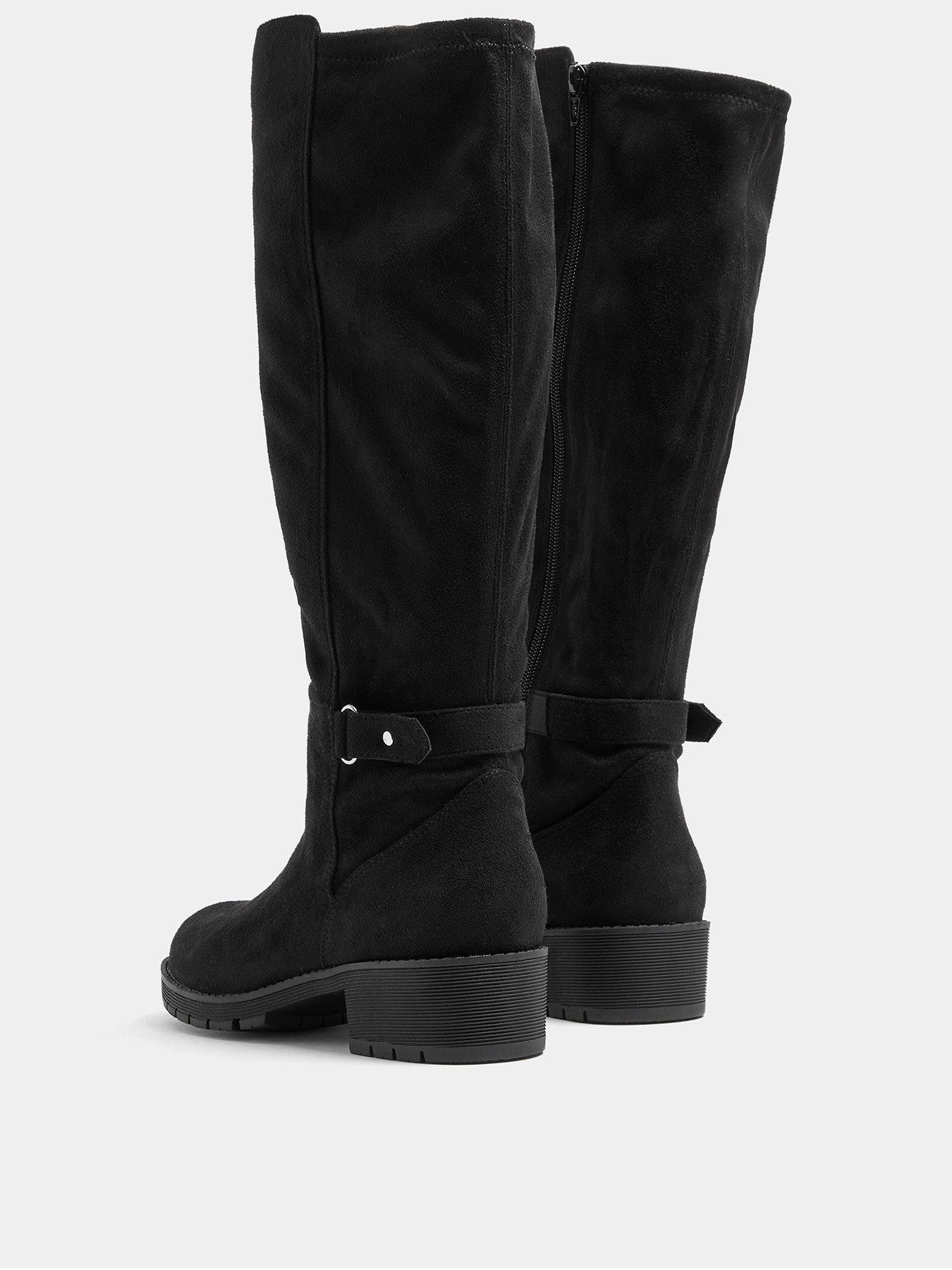 Image 3 of 4 of Yours Womens Extra Wide Fit Stretch Back Buckle Boots - Black