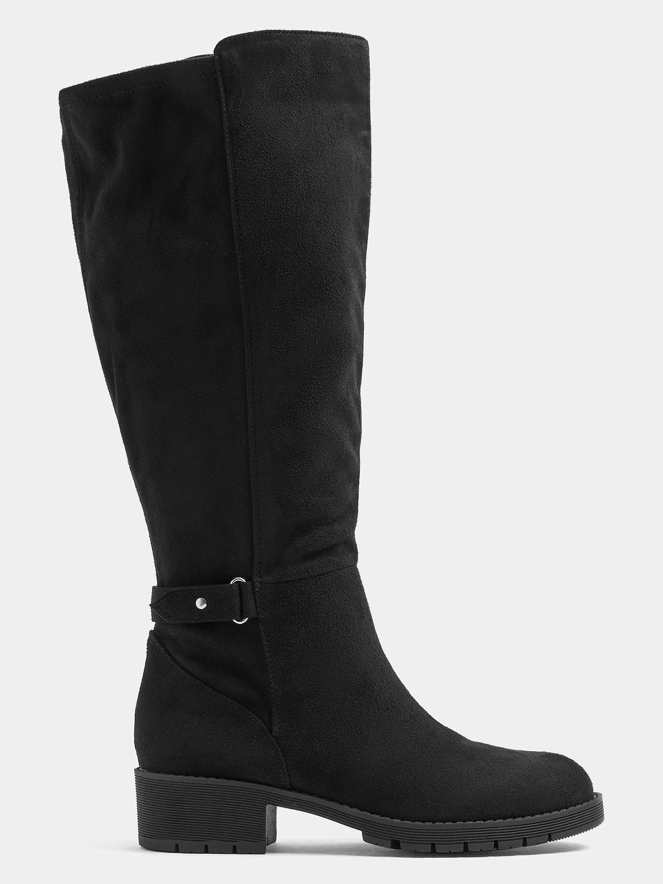Image 4 of 4 of Yours Womens Extra Wide Fit Stretch Back Buckle Boots - Black