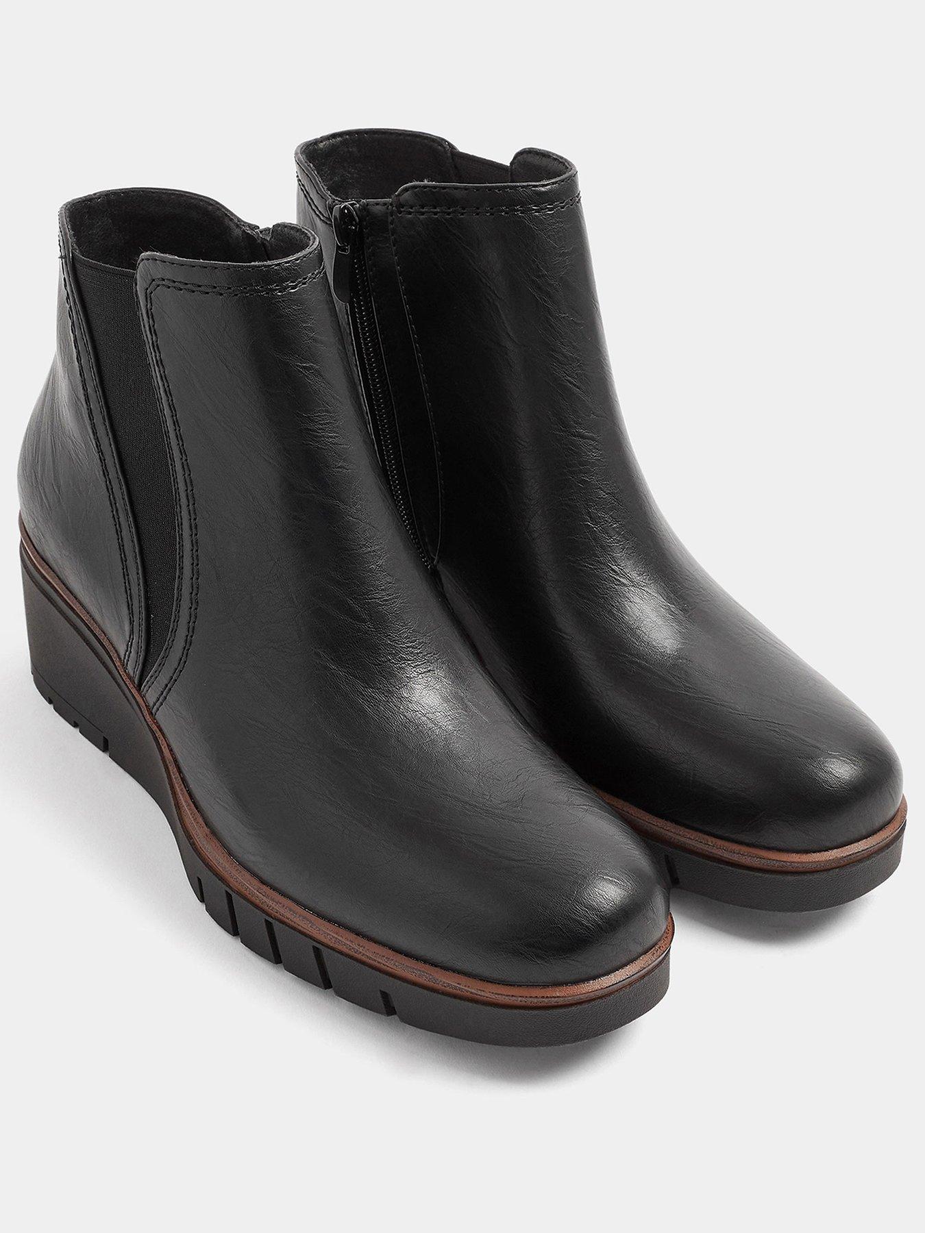 Image 2 of 4 of Yours Womens Extra Wide Fit Elasticated Wedge Boots - Black