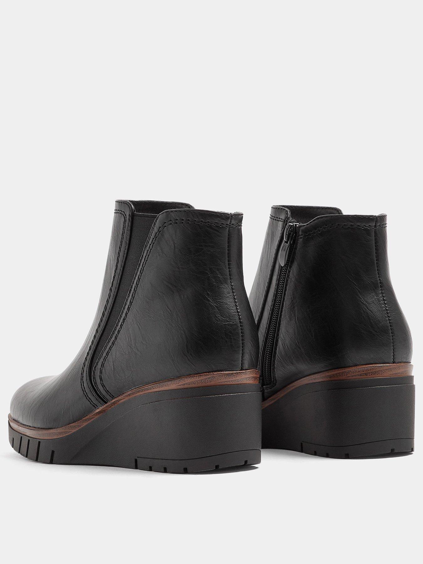 Image 3 of 4 of Yours Womens Extra Wide Fit Elasticated Wedge Boots - Black
