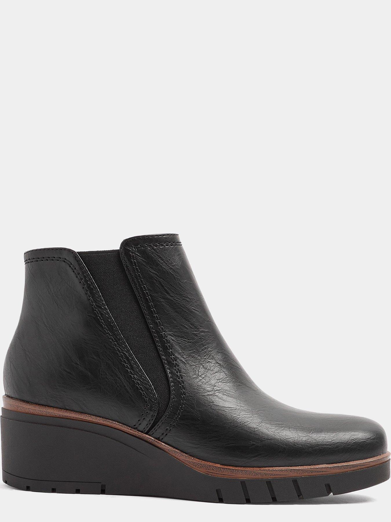 Image 4 of 4 of Yours Womens Extra Wide Fit Elasticated Wedge Boots - Black