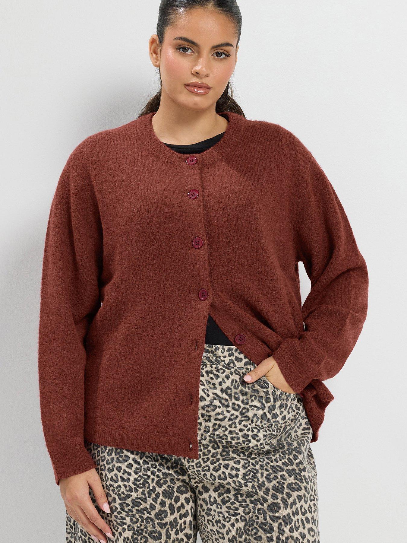 Image 1 of 4 of Yours Womens Curve Button-Through Cardigan - Red