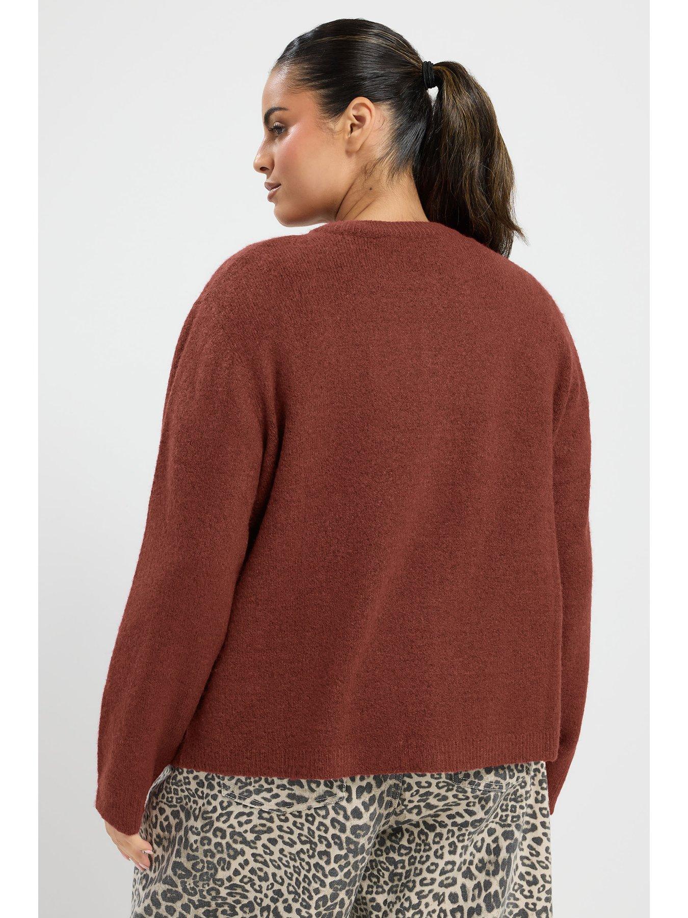 Image 2 of 4 of Yours Womens Curve Button-Through Cardigan - Red